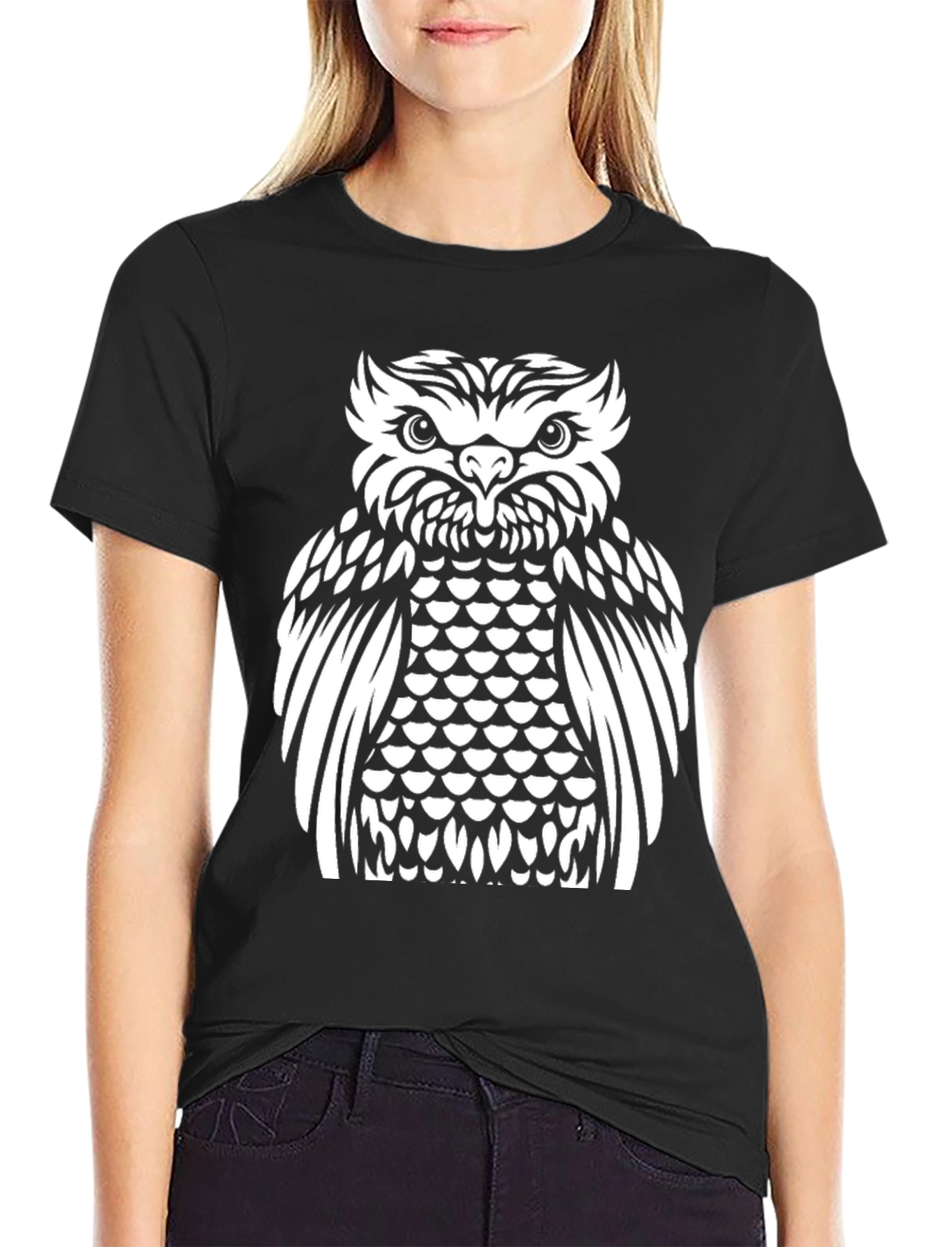 Owl Graphic Tee - Stylish Black Cotton Shirt