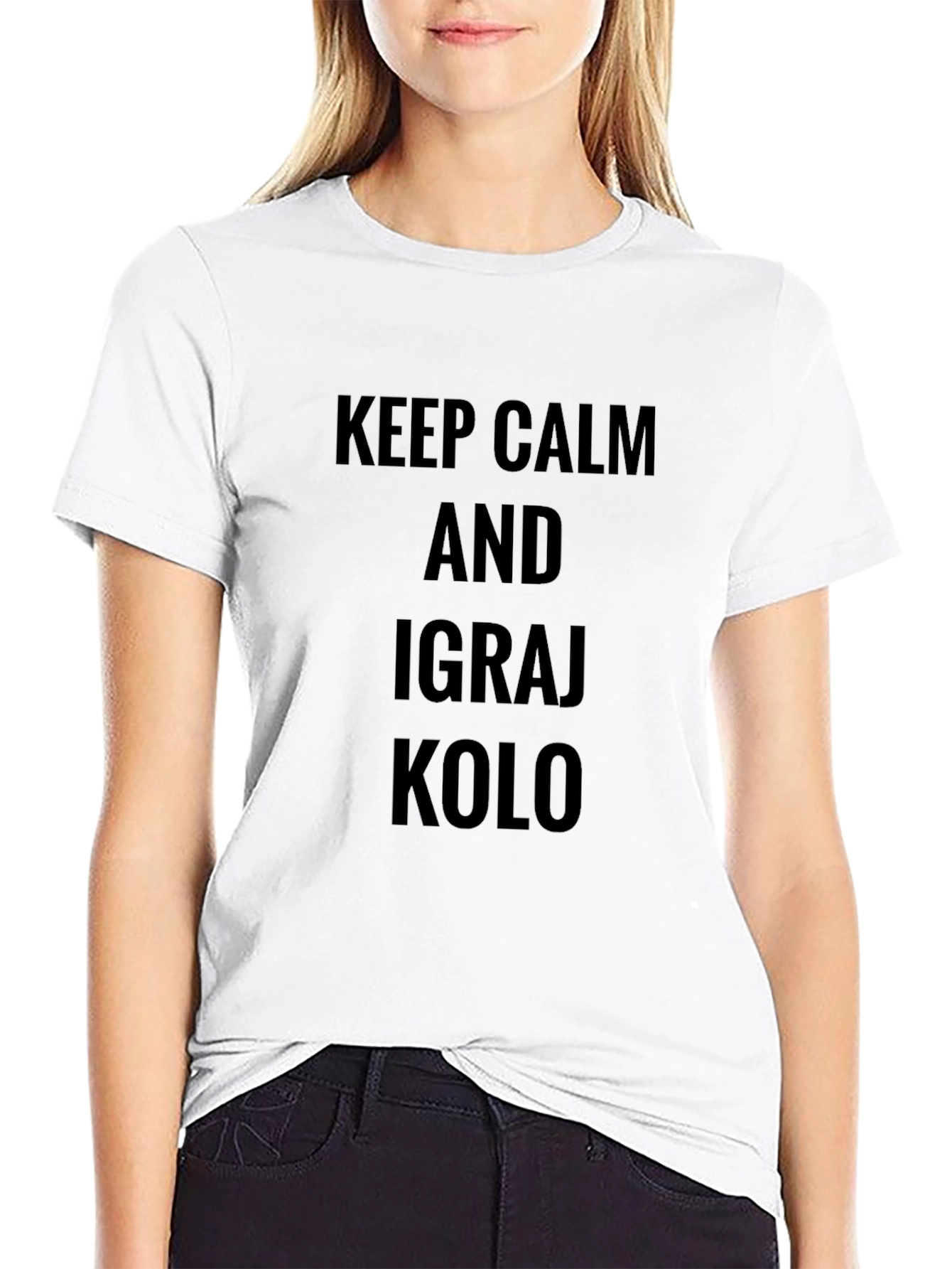 Keep Calm and Igraj Kolo Black Tee