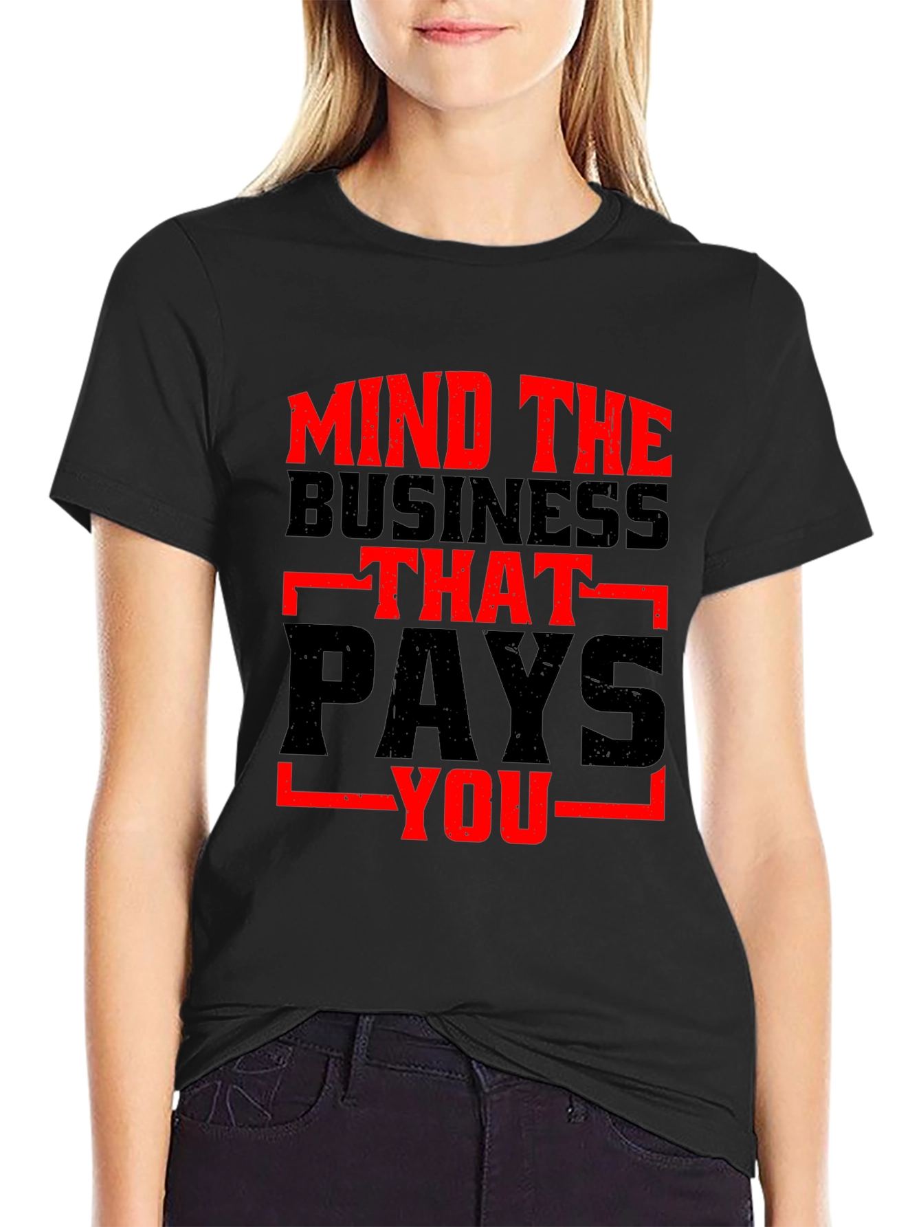 Mind the Business Graphic Tee - Bold Black Shirt