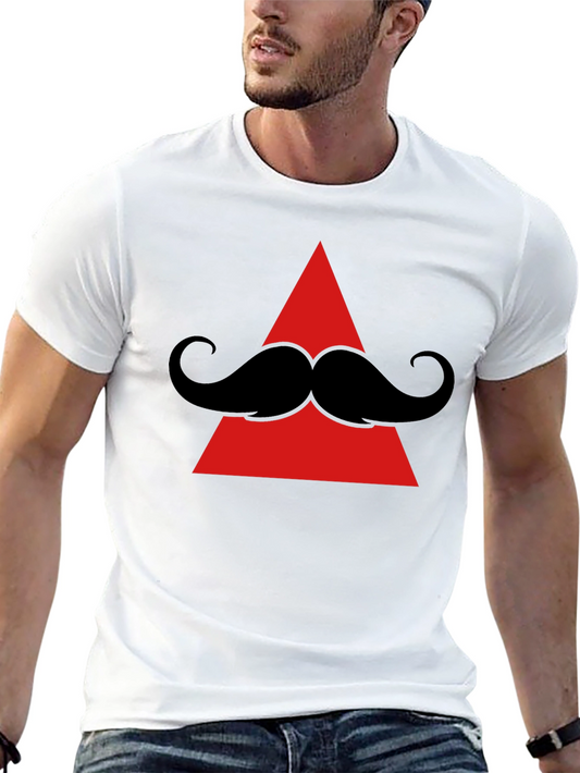 Mustache Triangle Graphic Tee - Black Cotton T-Shirt