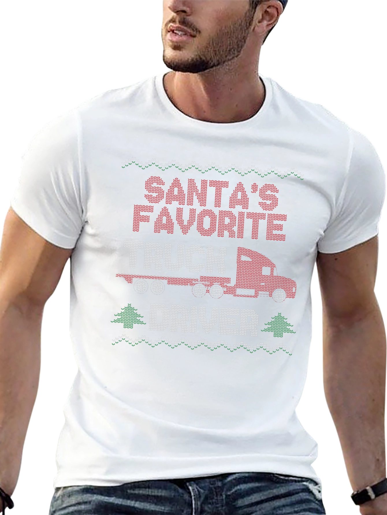 Santas Favorite Truck Driver Ugly Christmas Sweater T-Shirt