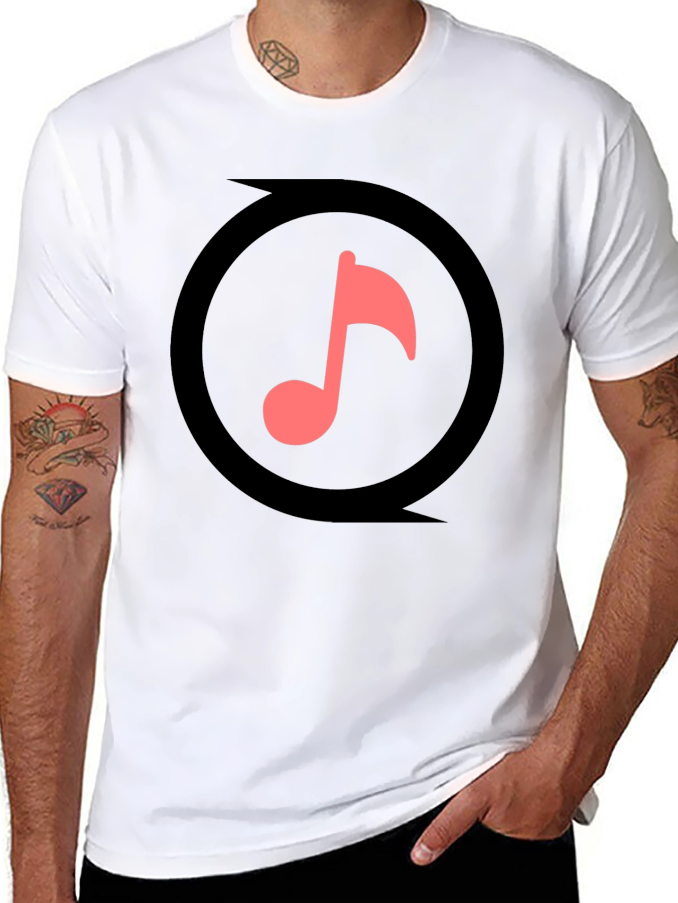 Music Note Graphic Black T-Shirt