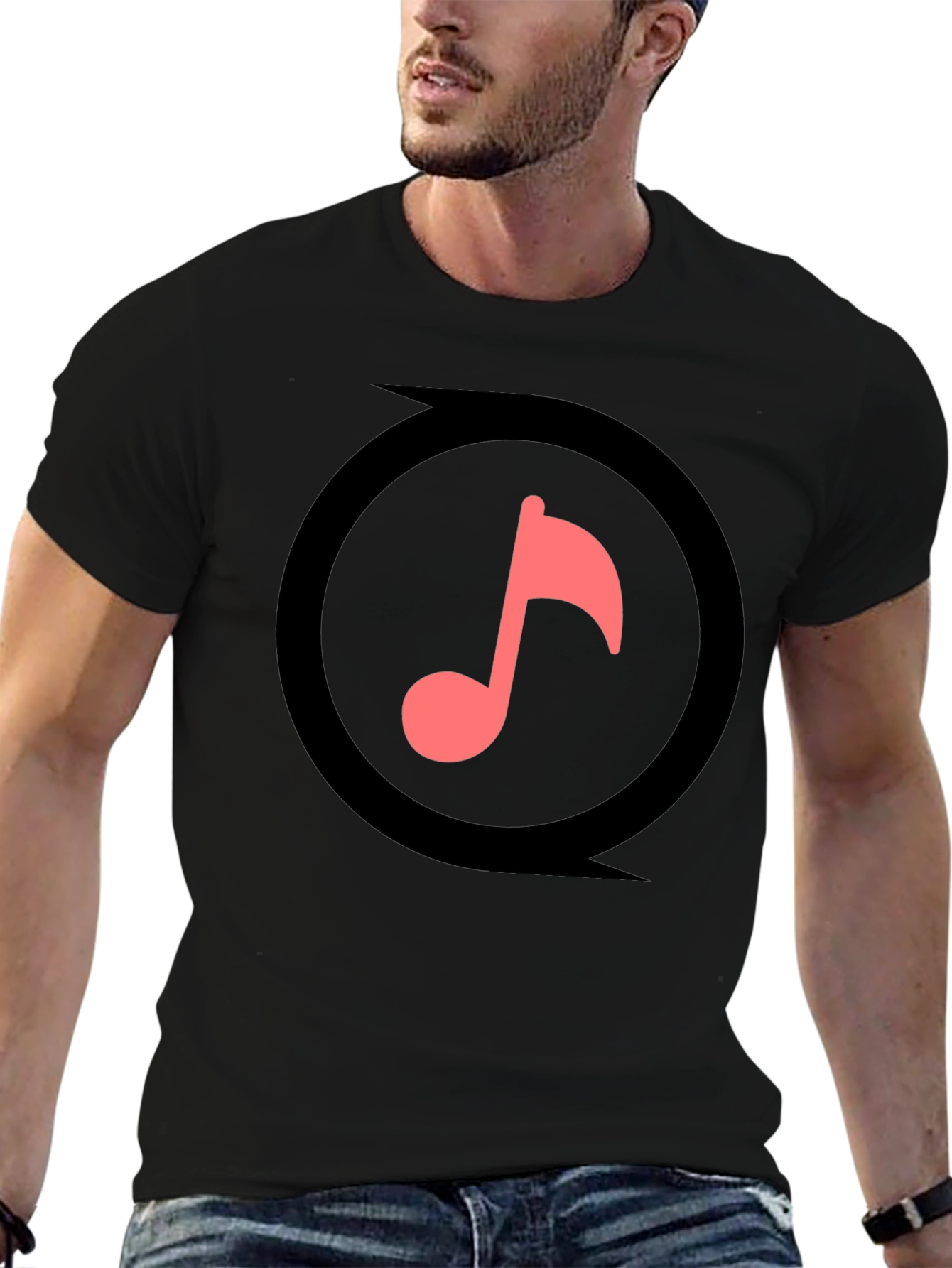 Music Note Graphic Black T-Shirt