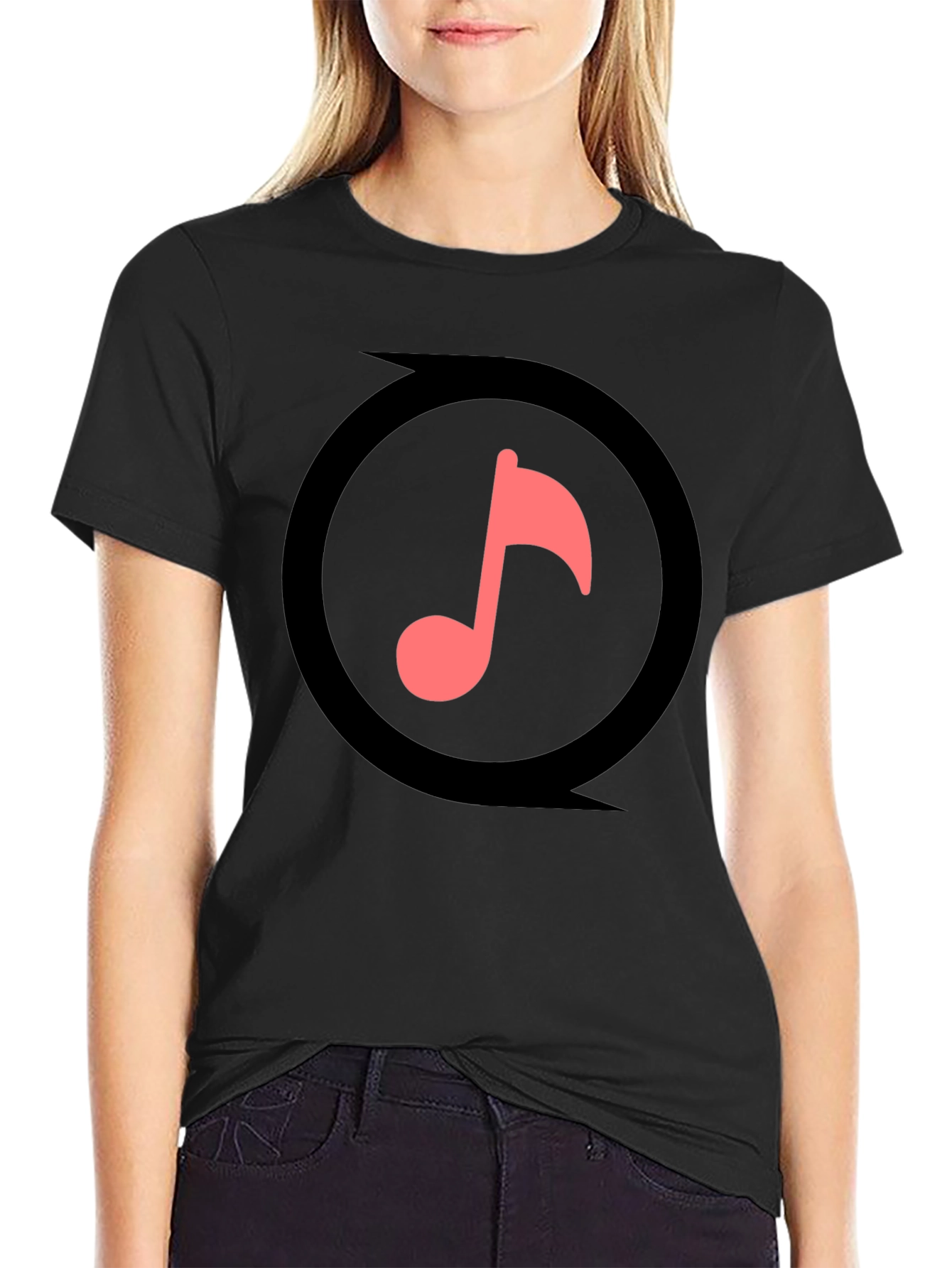 Music Note Graphic Black T-Shirt