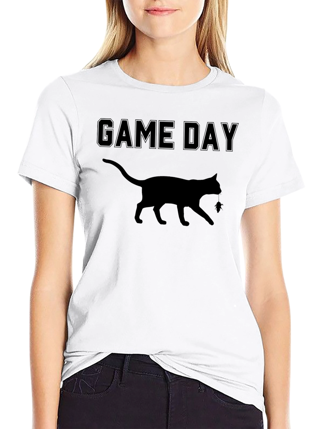 Game Day Cat Graphic T-Shirt - Soft Cotton Blend