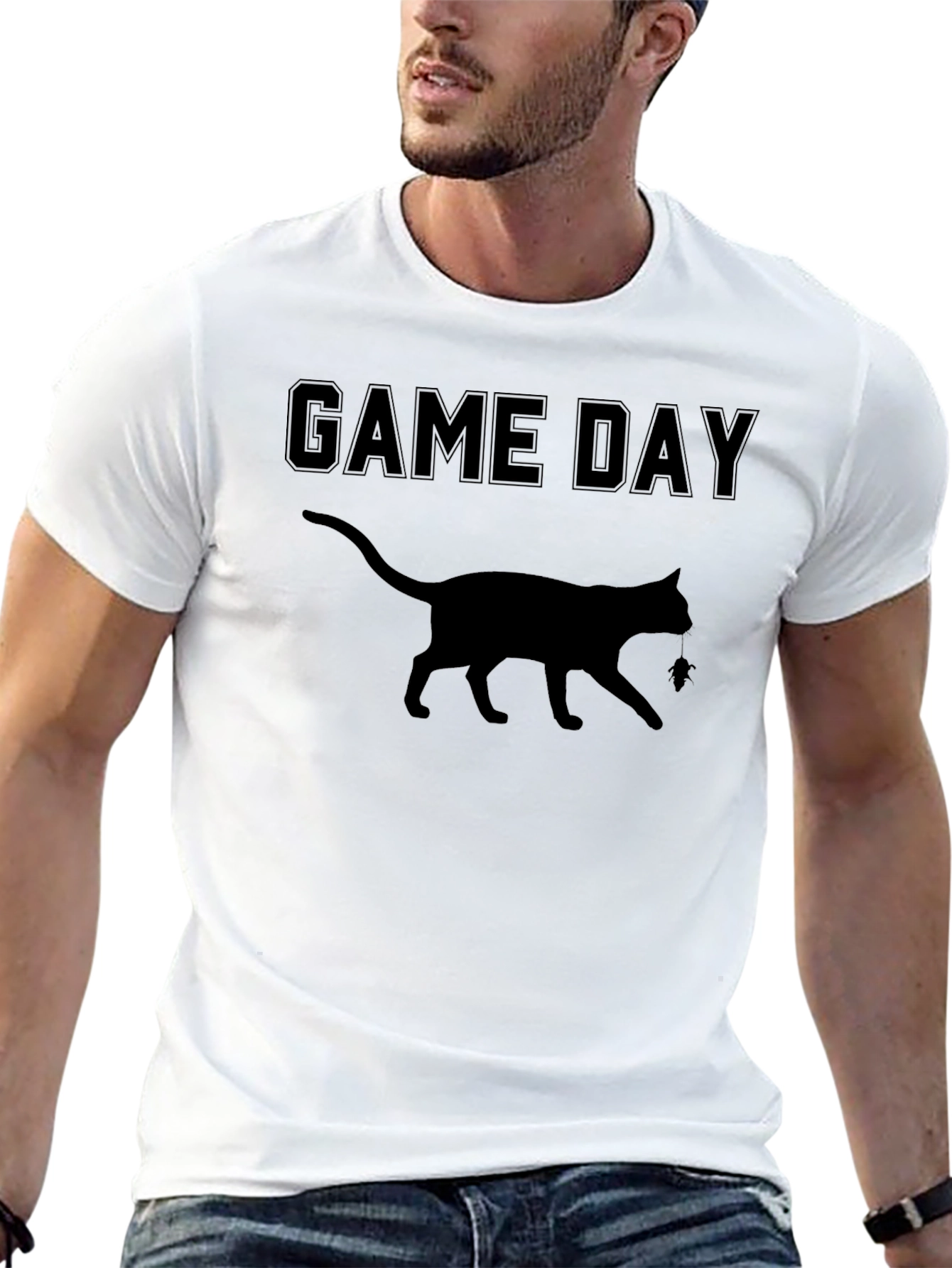 Game Day Cat Graphic T-Shirt - Soft Cotton Blend