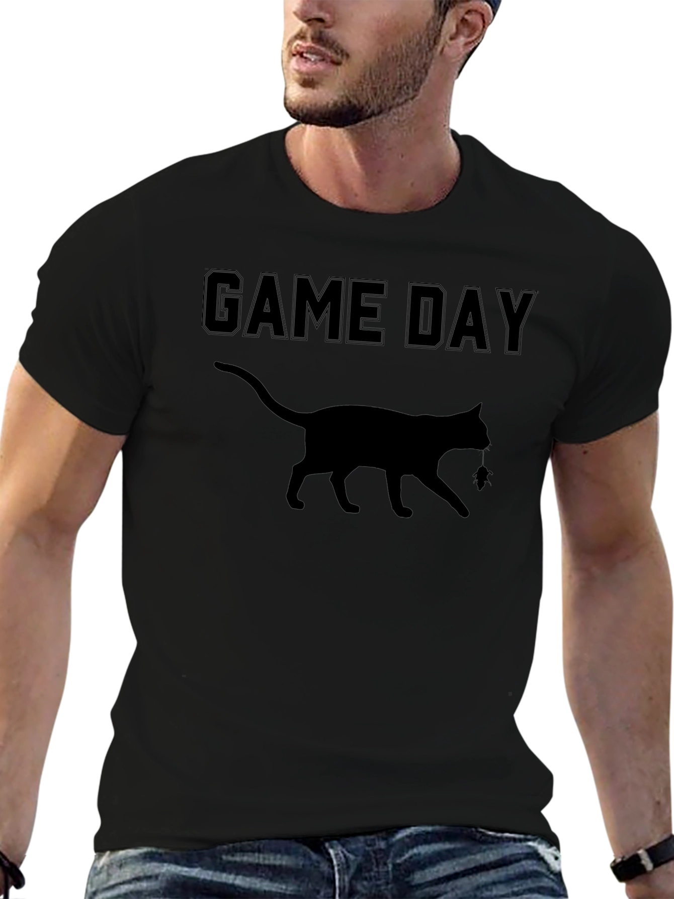 Game Day Cat Graphic T-Shirt - Soft Cotton Blend