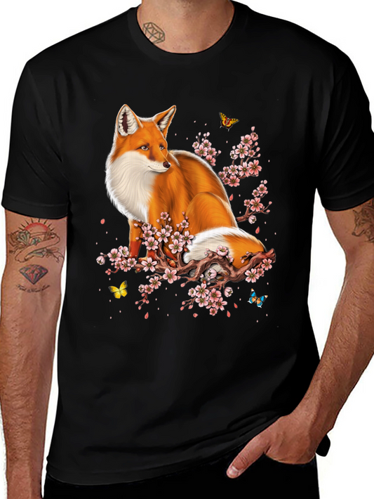 Fox and Cherry Blossom Graphic Tee