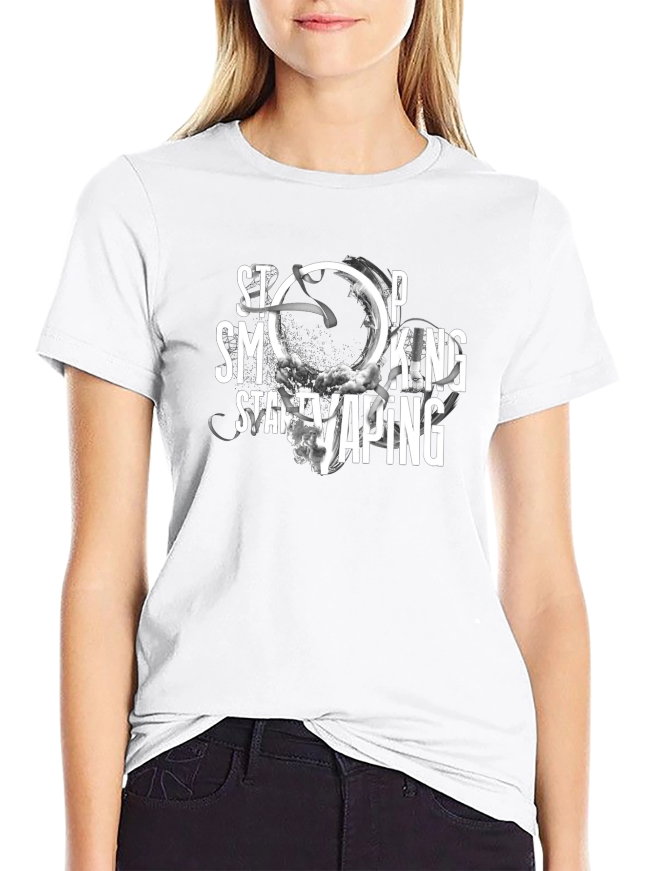 Stop Smoking Start Vaping Black T-Shirt