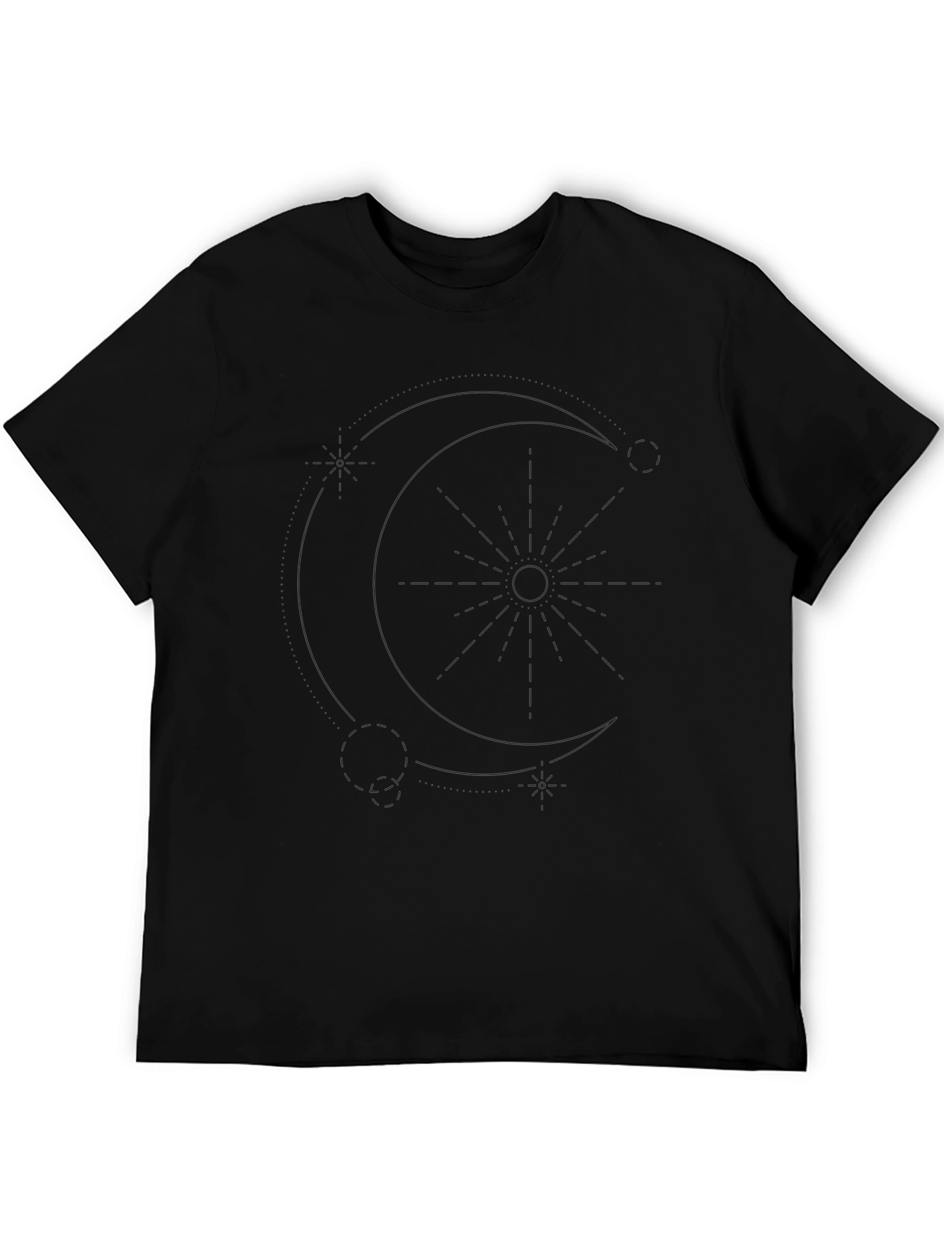 Black Graphic T-Shirt - Moon & Star Design