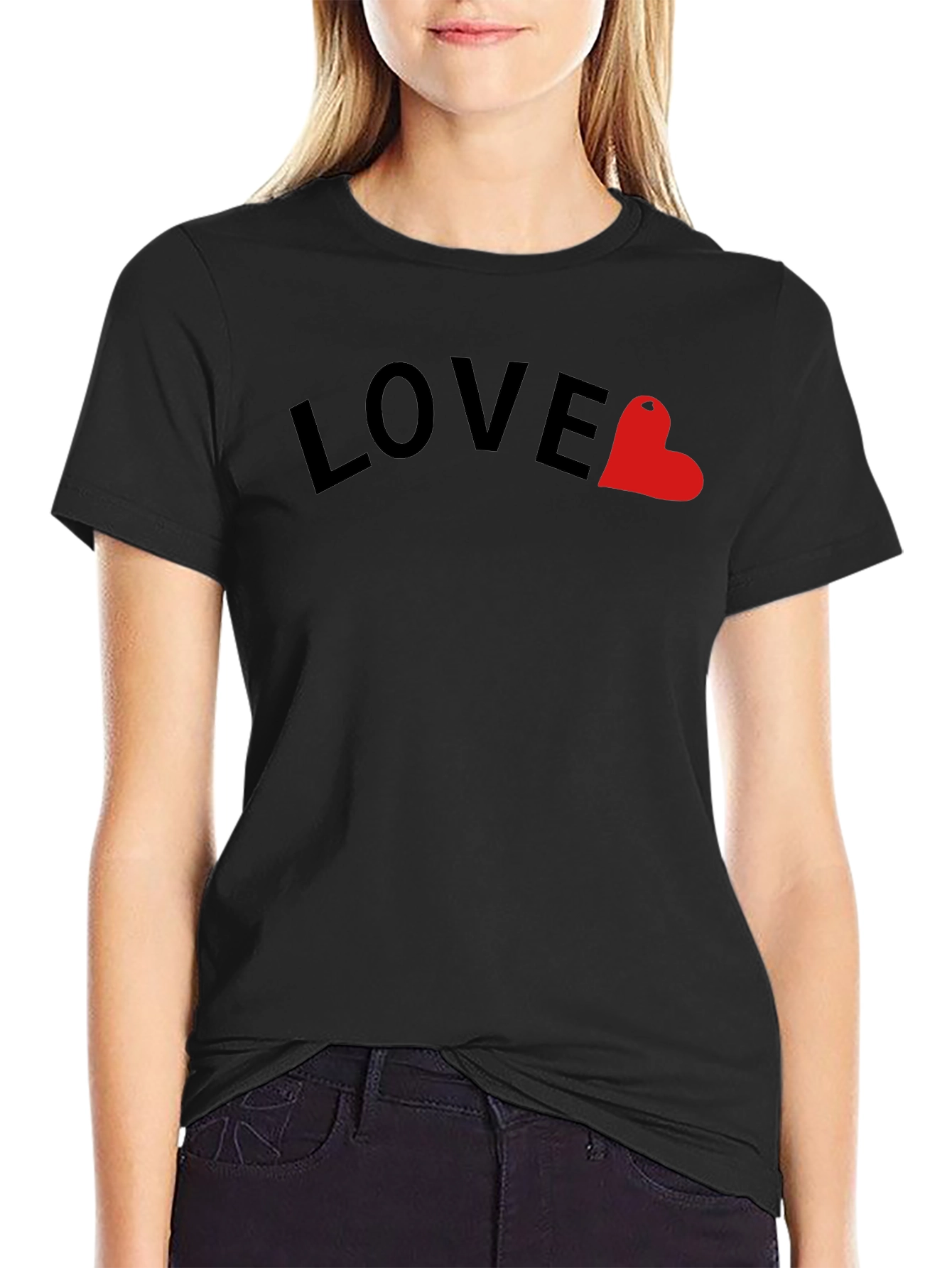 Love Heart Graphic Mens Black T-Shirt