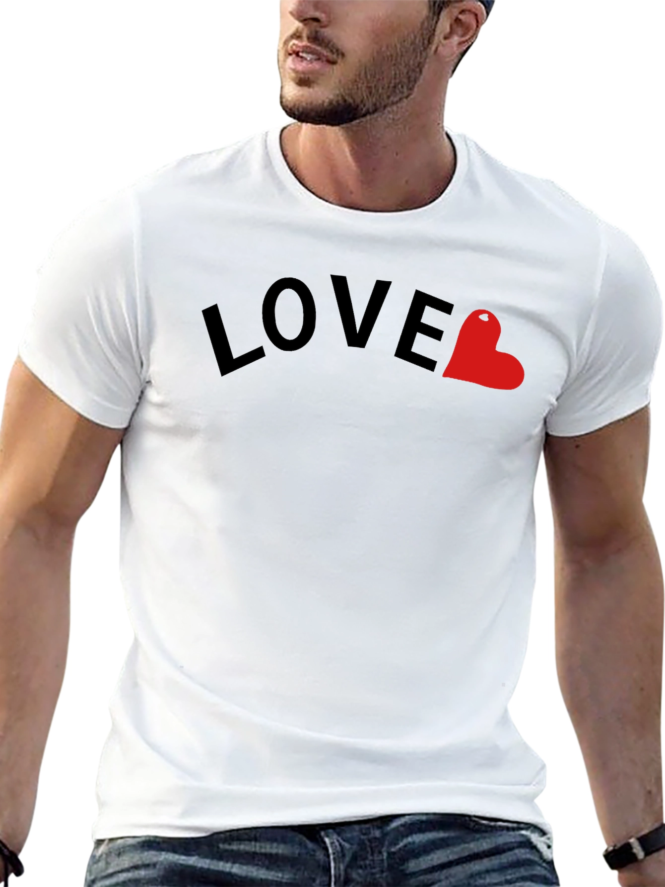 Love Heart Graphic Mens Black T-Shirt