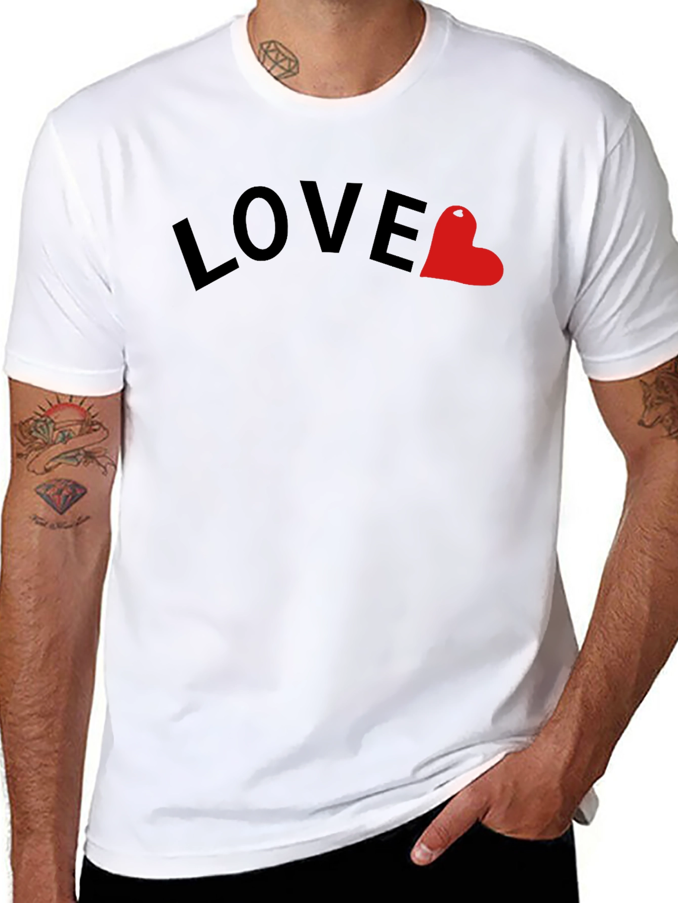 Love Heart Graphic Mens Black T-Shirt