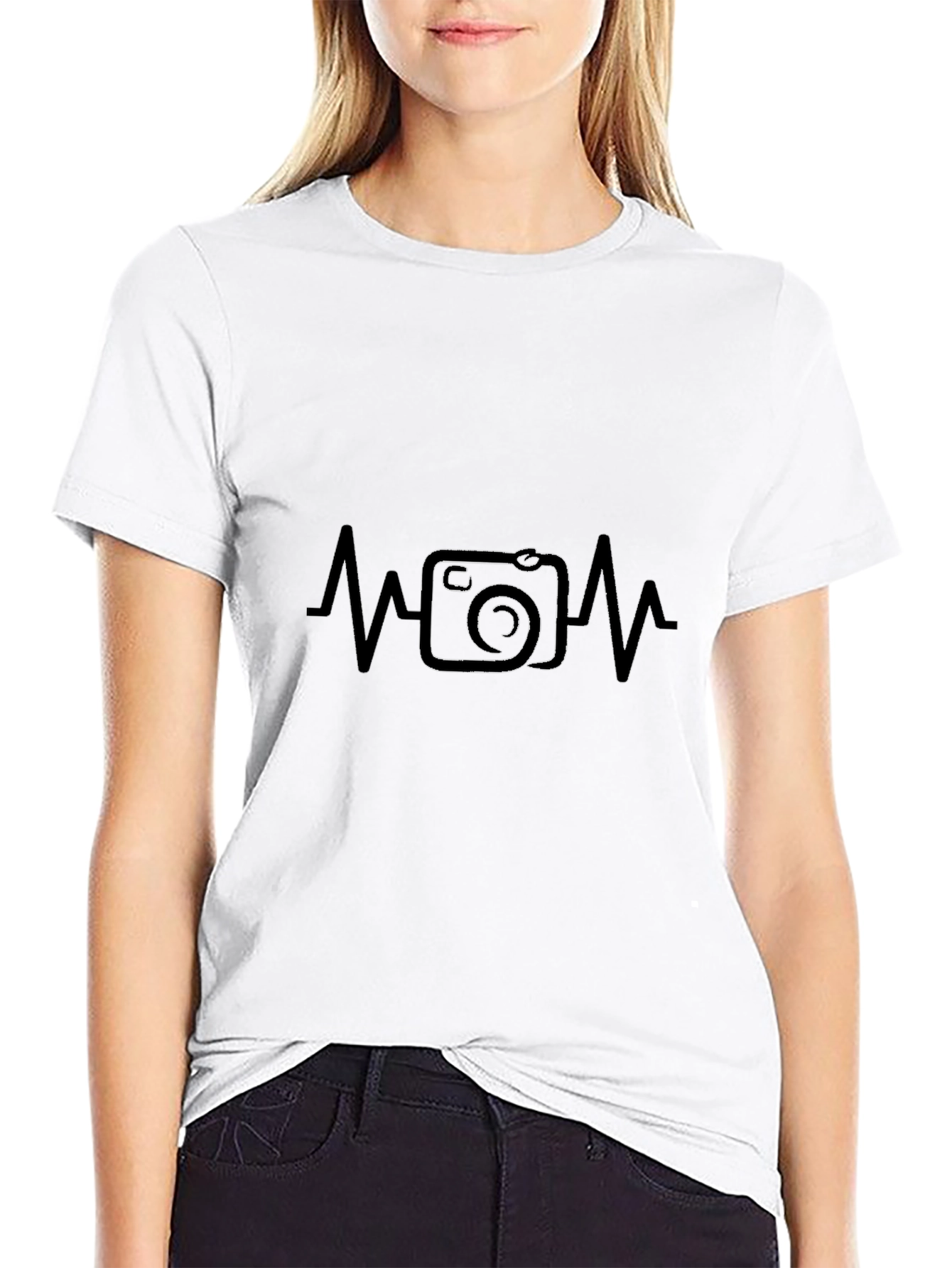 Photographer Heartbeat Black Graphic Tee