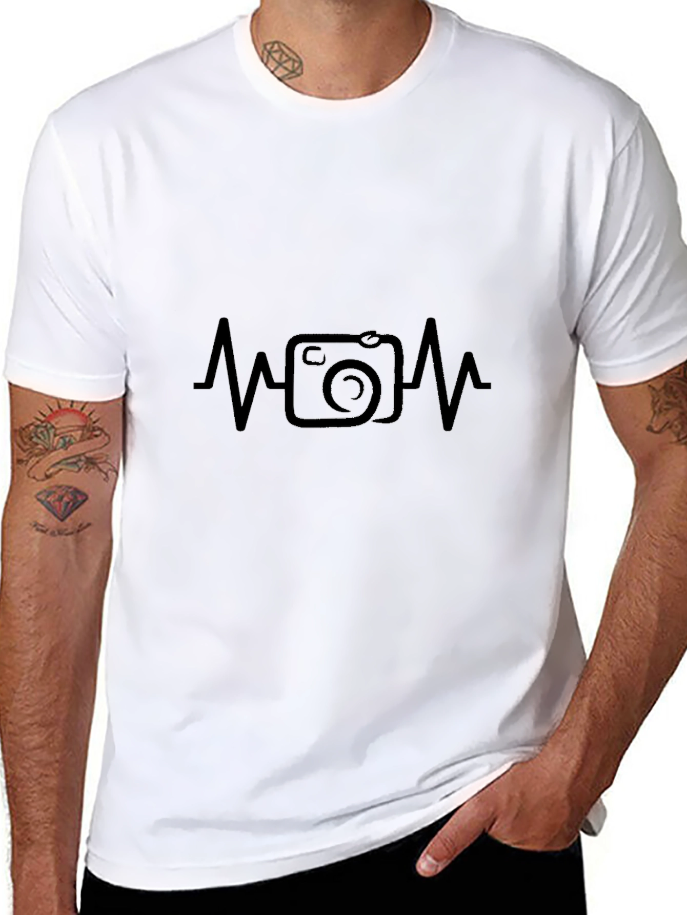 Photographer Heartbeat Black Graphic Tee