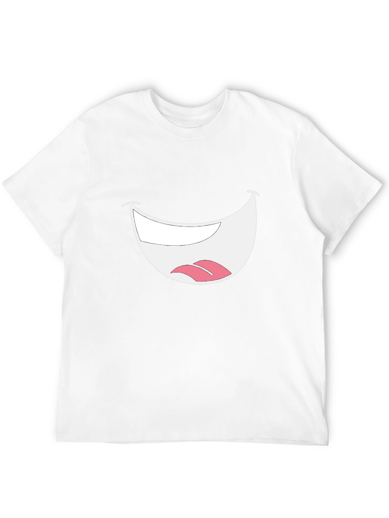 Smiley Mouth Graphic Tee - Black Cotton T-Shirt