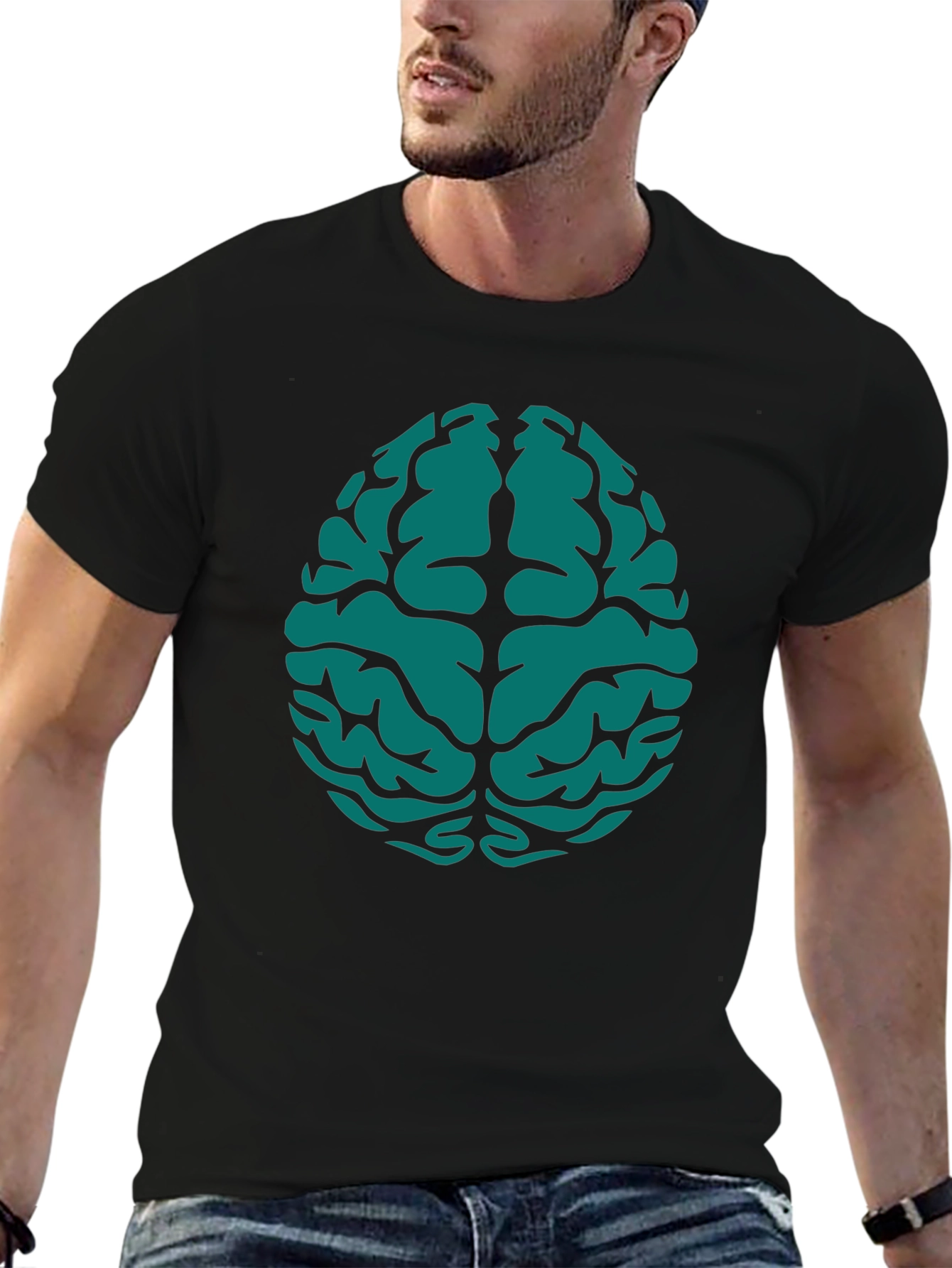 Brain Graphic Tee - Black Cotton Blend