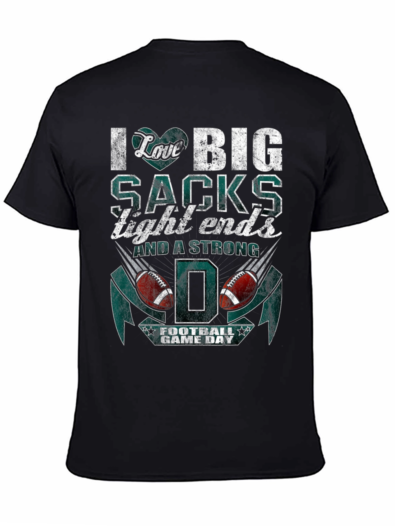 I Love Big Sacks Football Graphic T-Shirt
