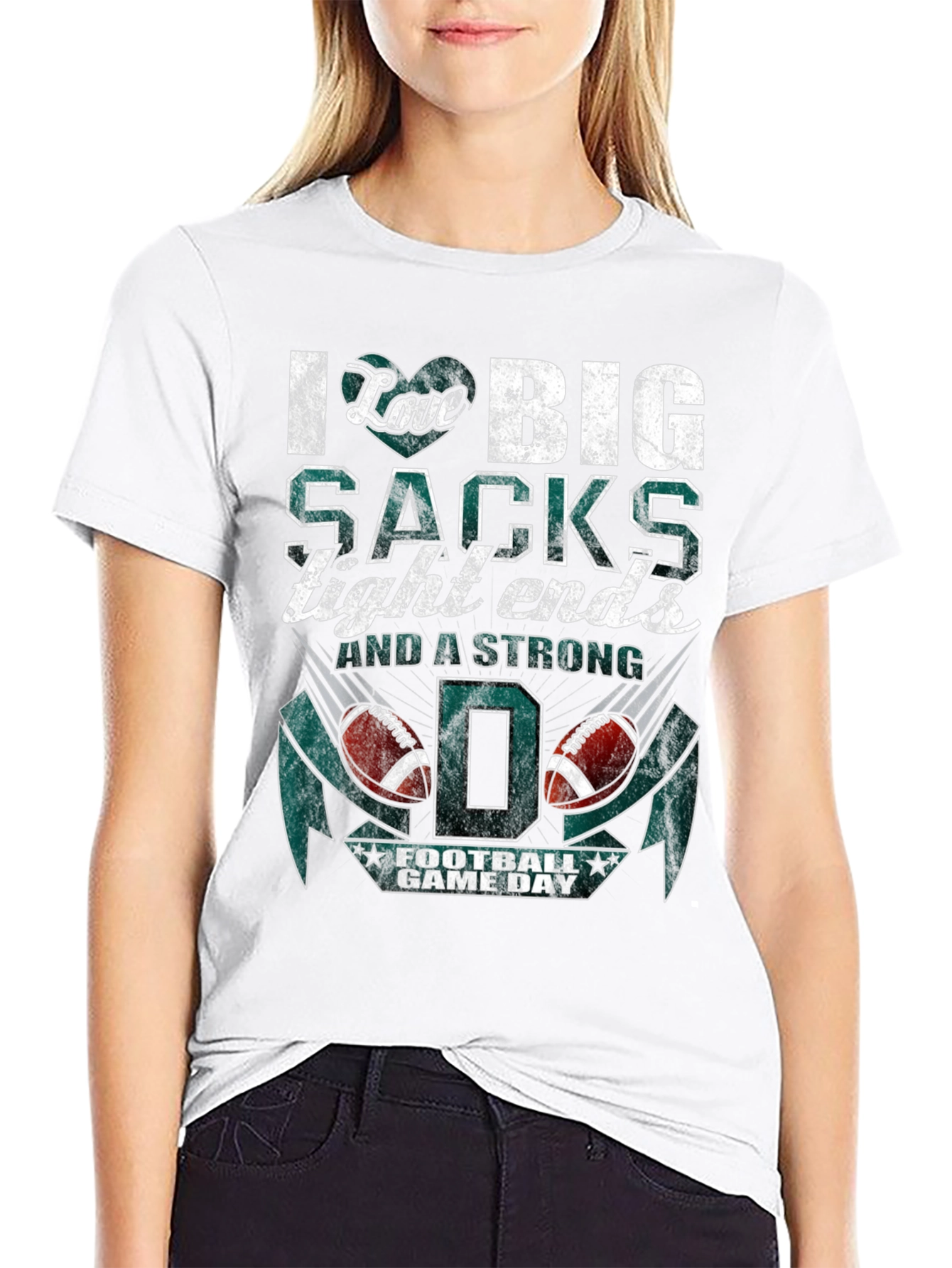 I Love Big Sacks Football Graphic T-Shirt