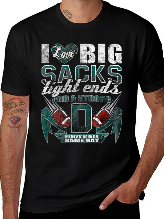 I Love Big Sacks Football Graphic T-Shirt