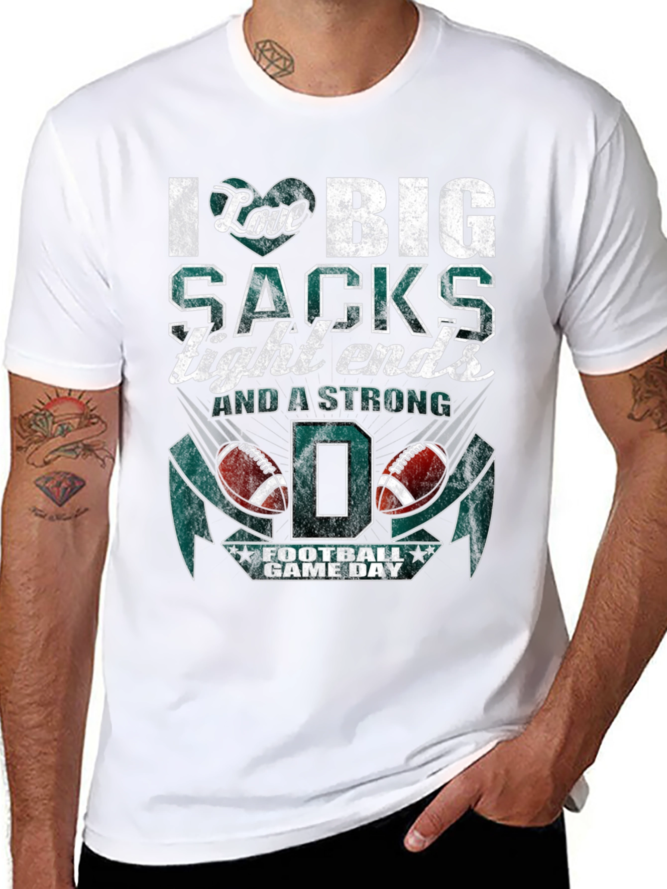 I Love Big Sacks Football Graphic T-Shirt