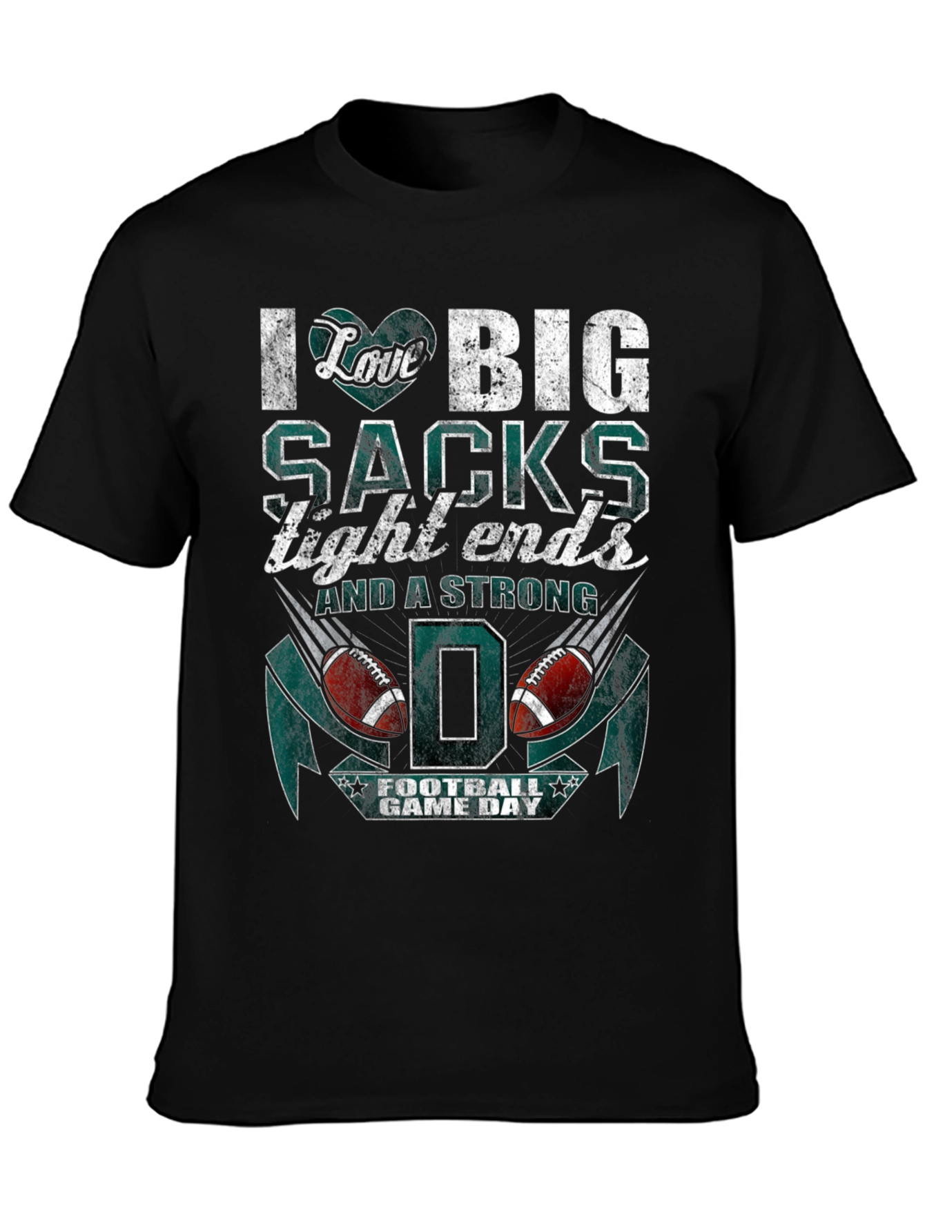 I Love Big Sacks Football Graphic T-Shirt