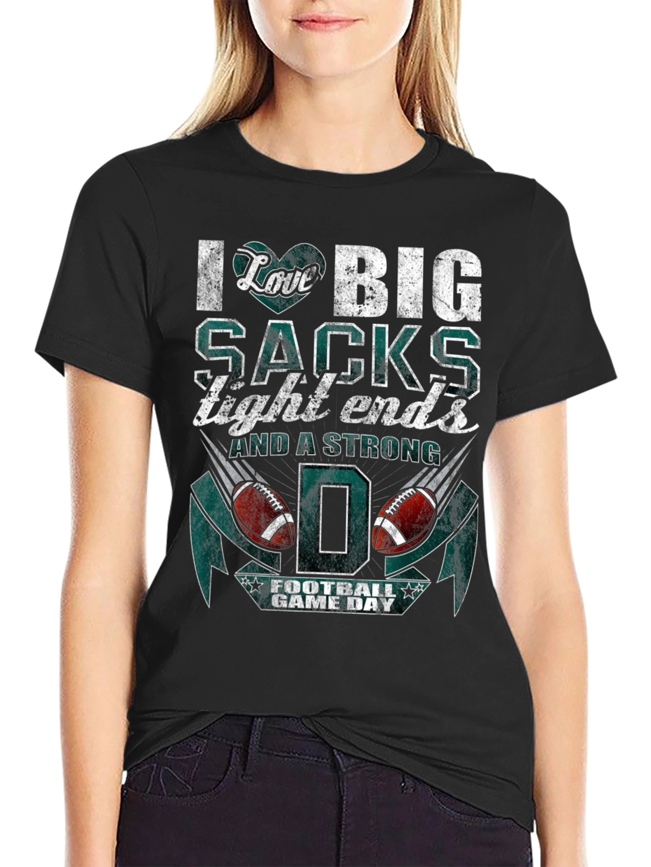 I Love Big Sacks Football Graphic T-Shirt