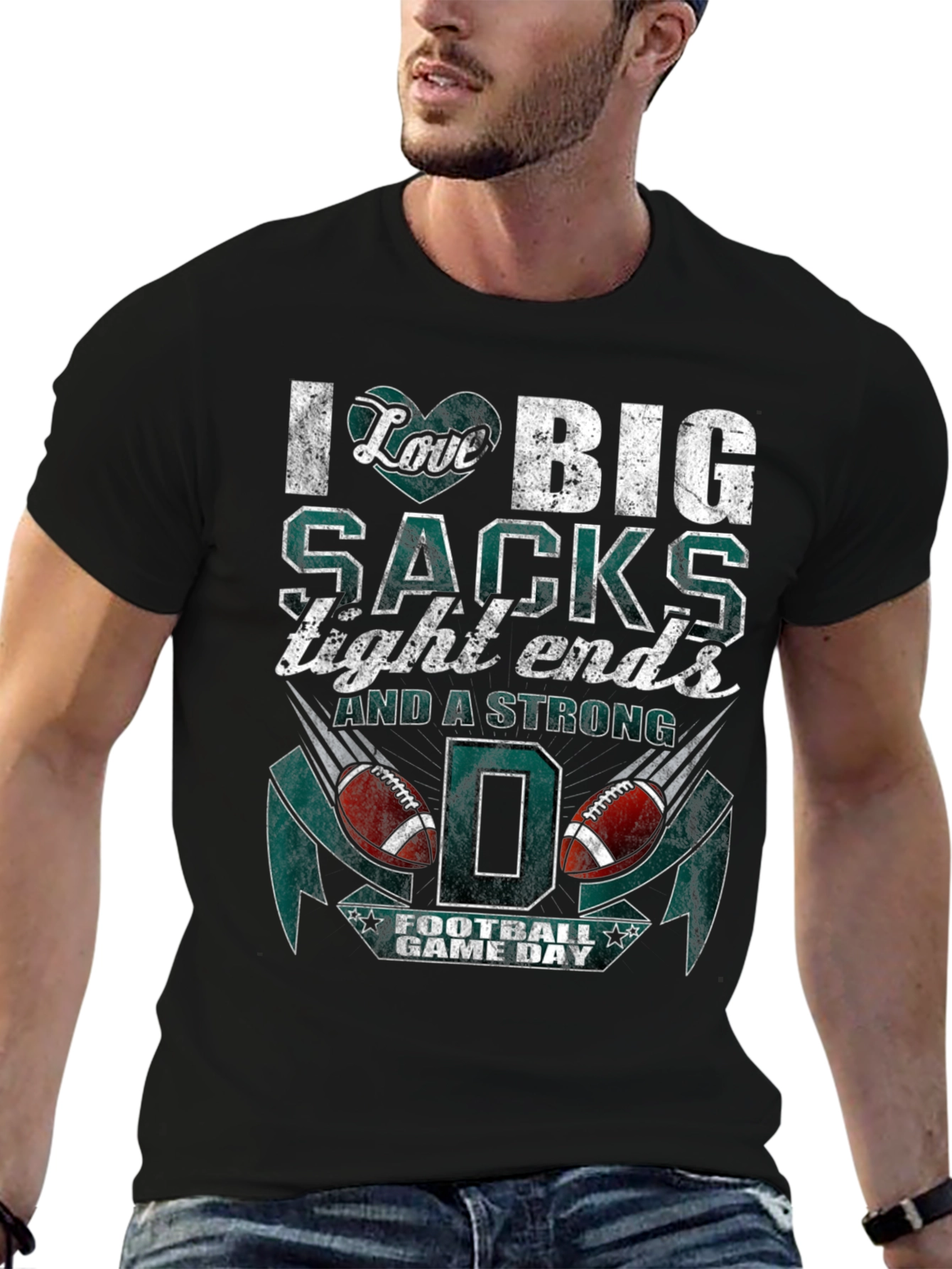 I Love Big Sacks Football Graphic T-Shirt