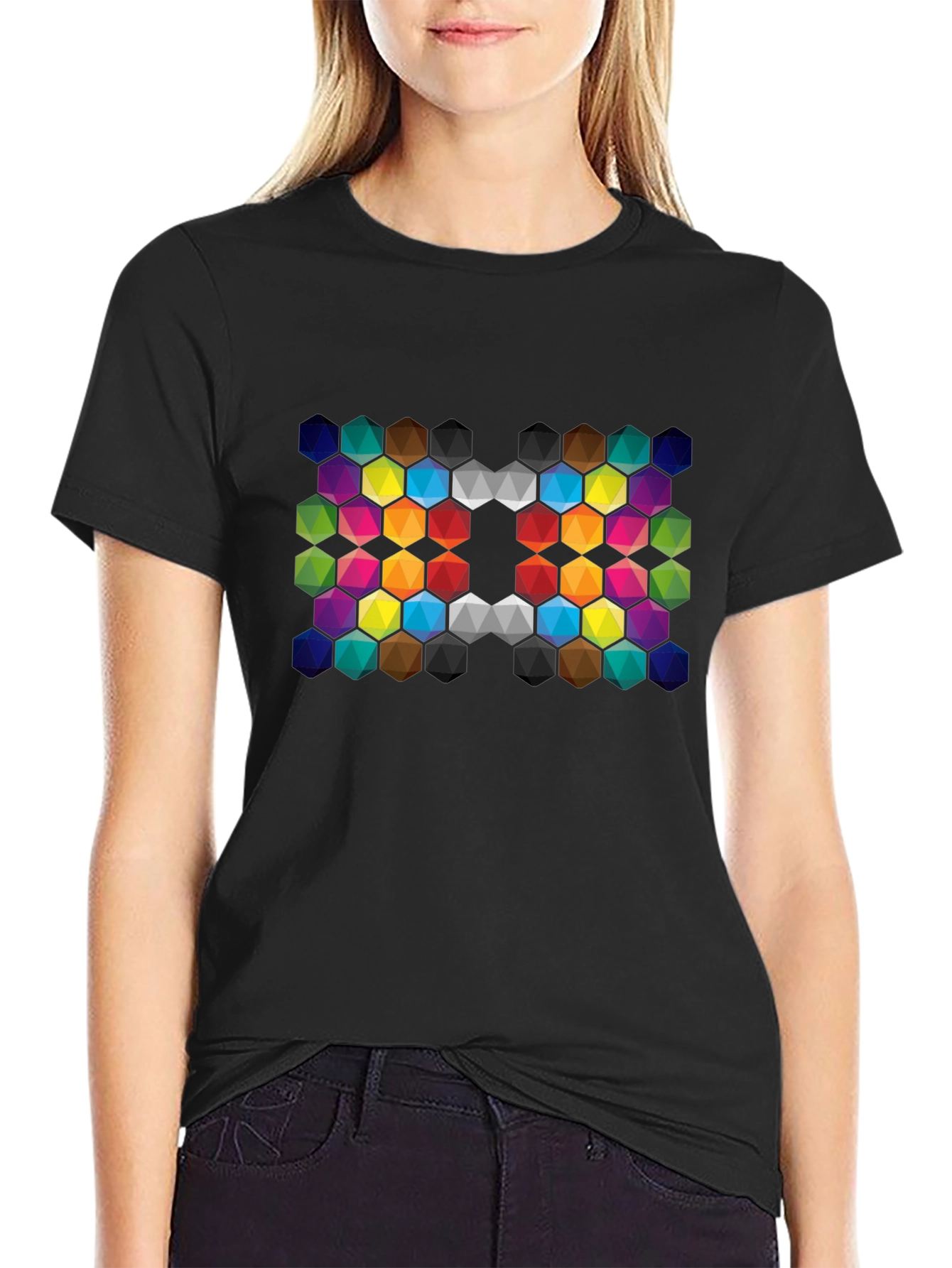 Colorful Hexagon Grid Tee