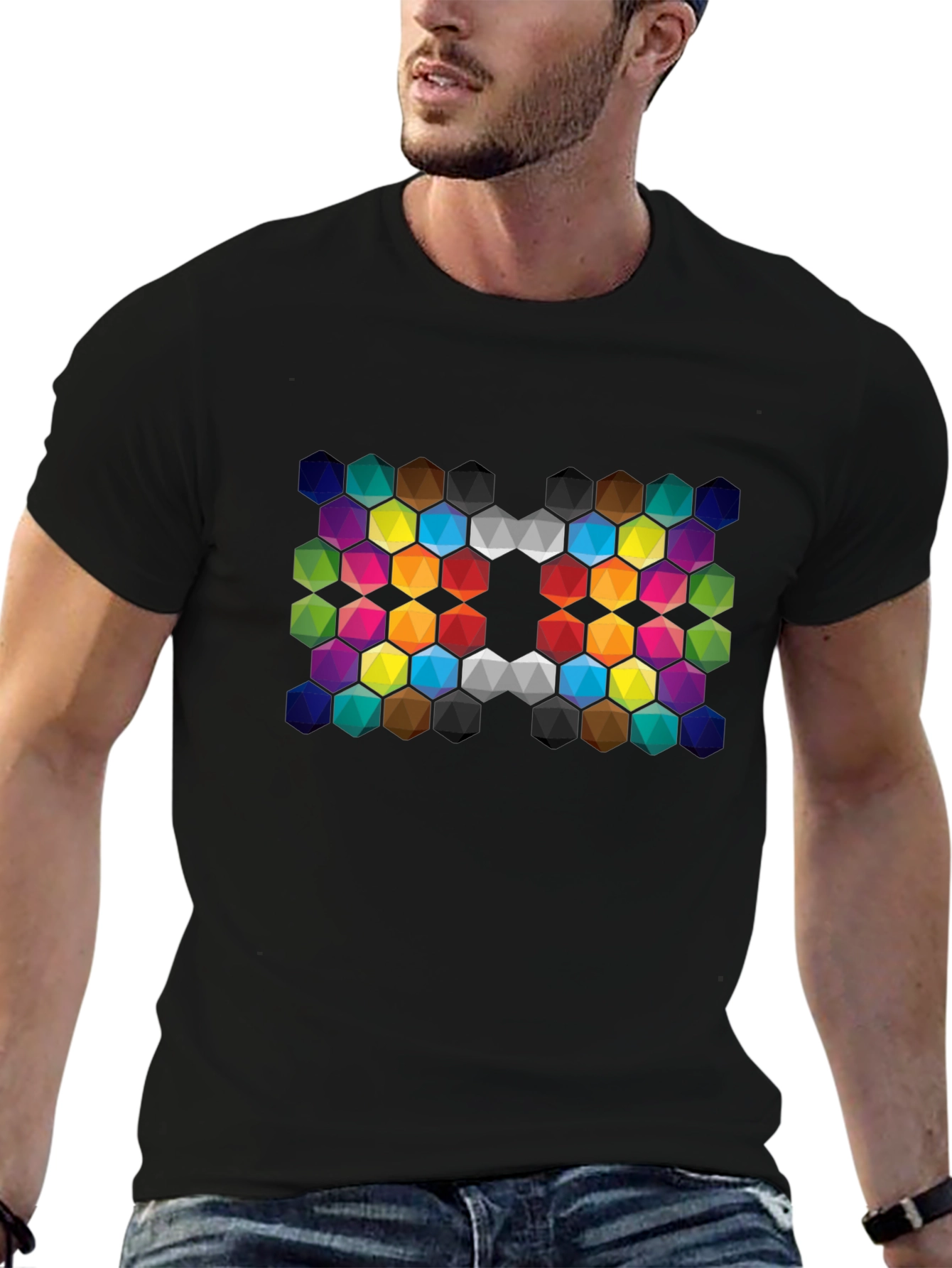 Colorful Hexagon Grid Tee