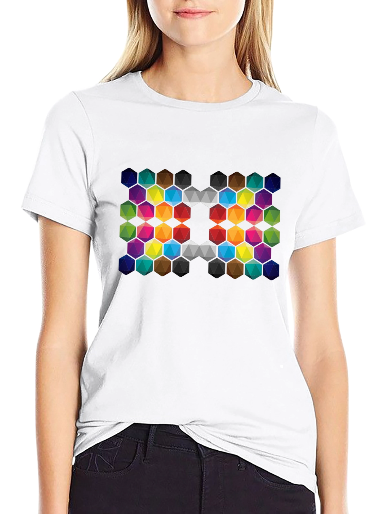 Colorful Hexagon Grid Tee