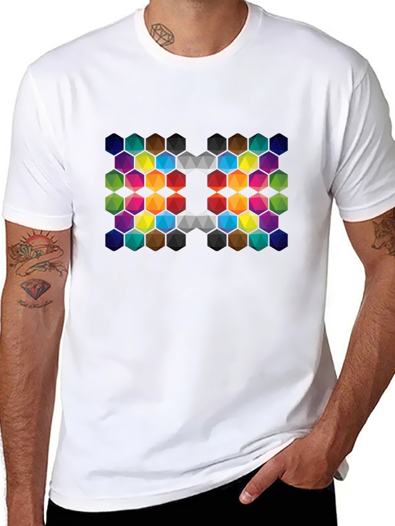 Colorful Hexagon Grid Tee