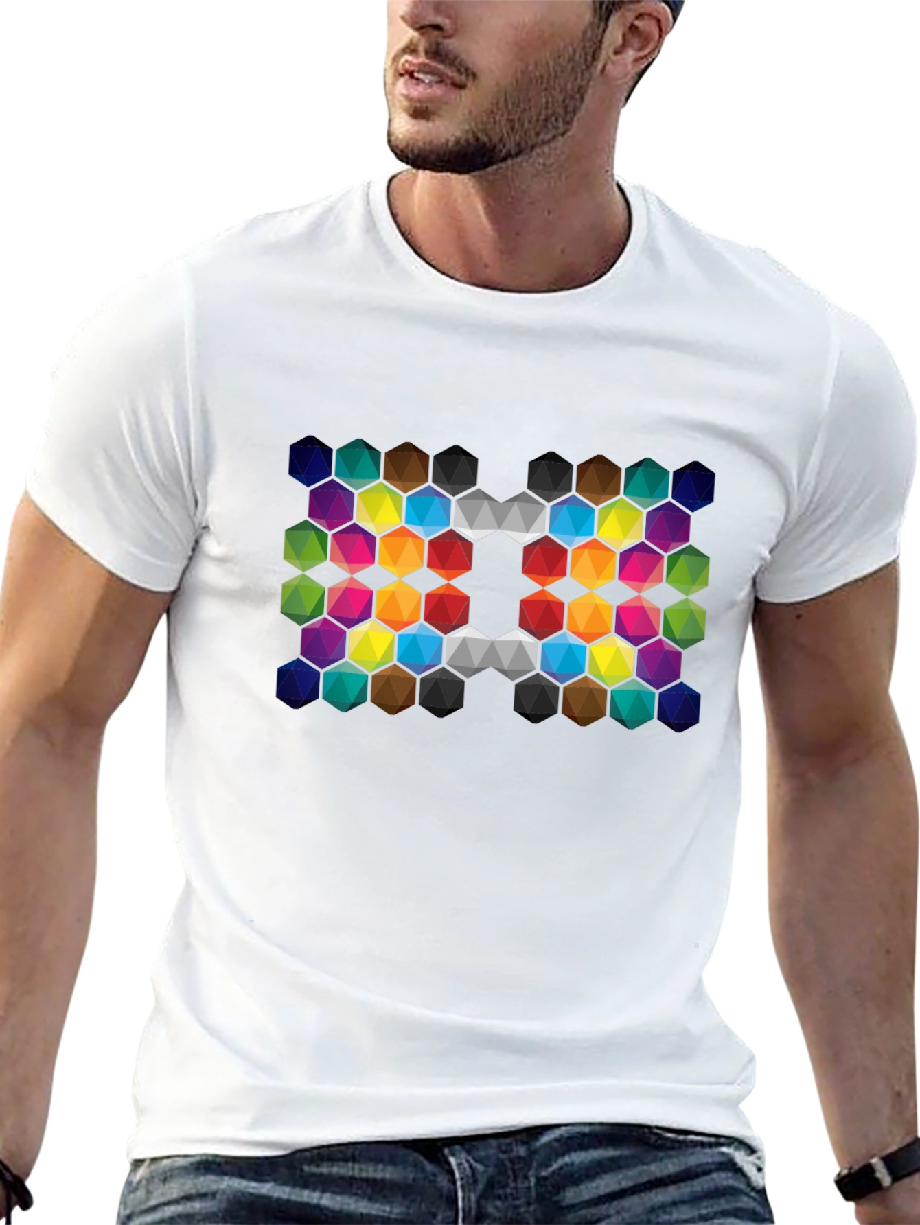 Colorful Hexagon Grid Tee