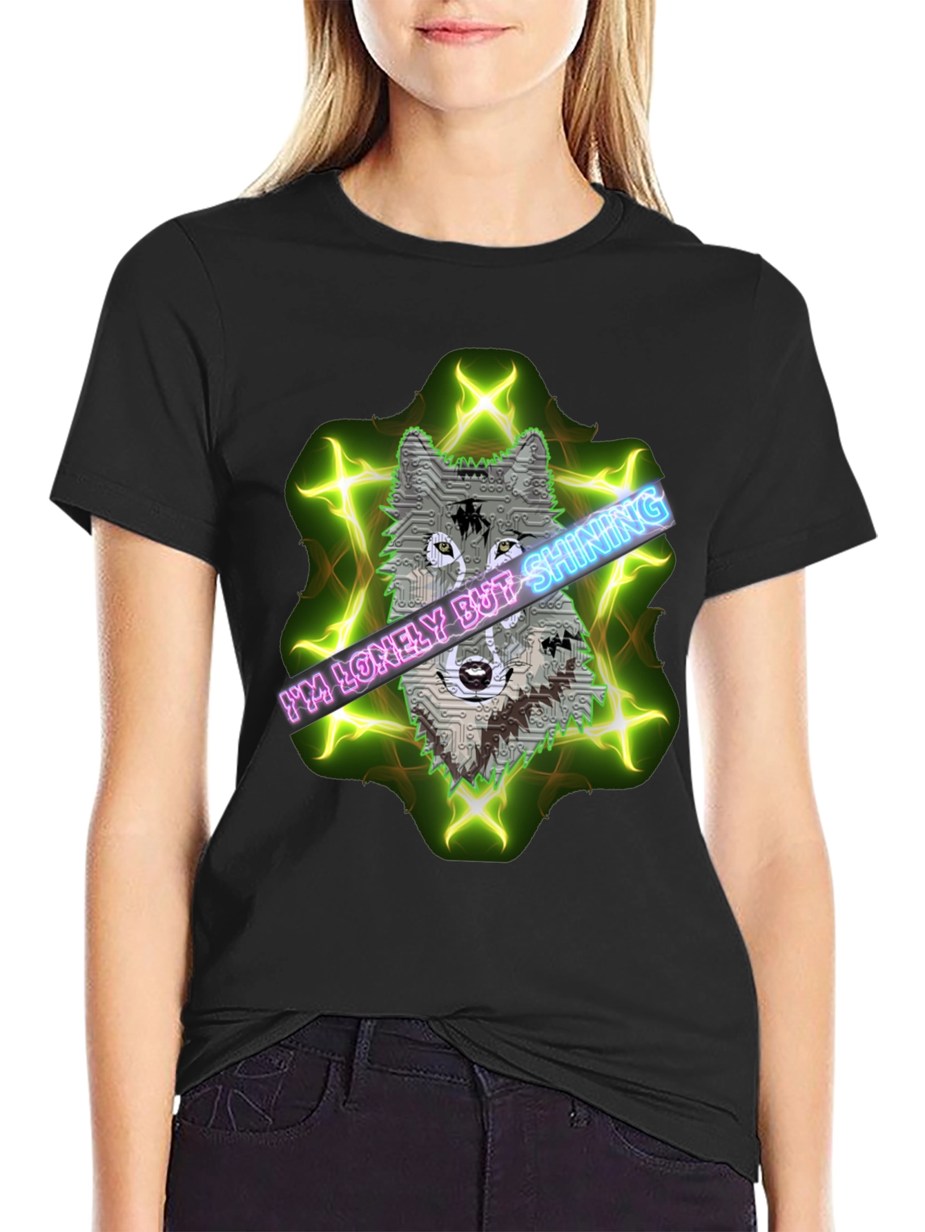 Lonely Shining Wolf Graphic Tee