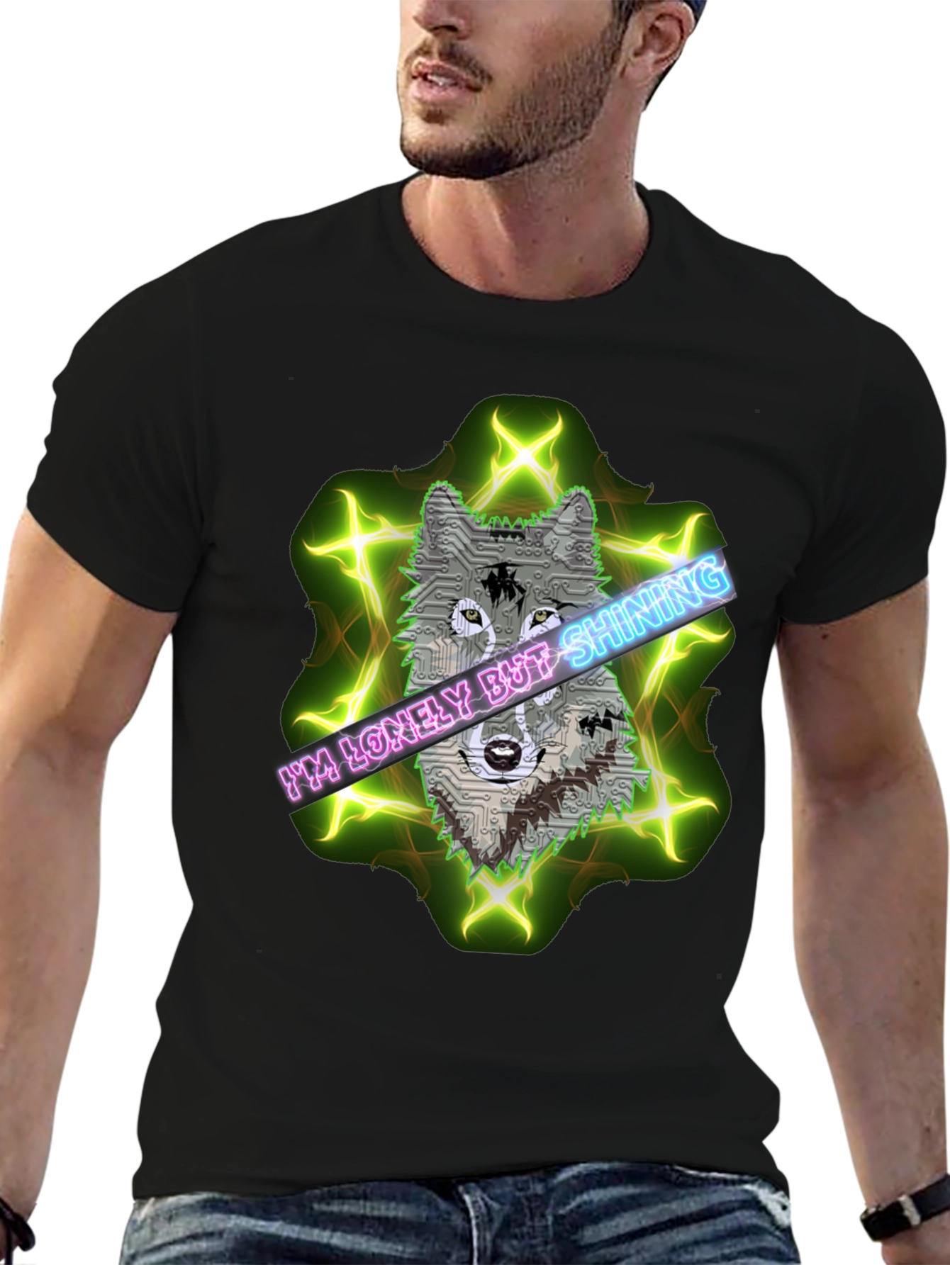 Lonely Shining Wolf Graphic Tee
