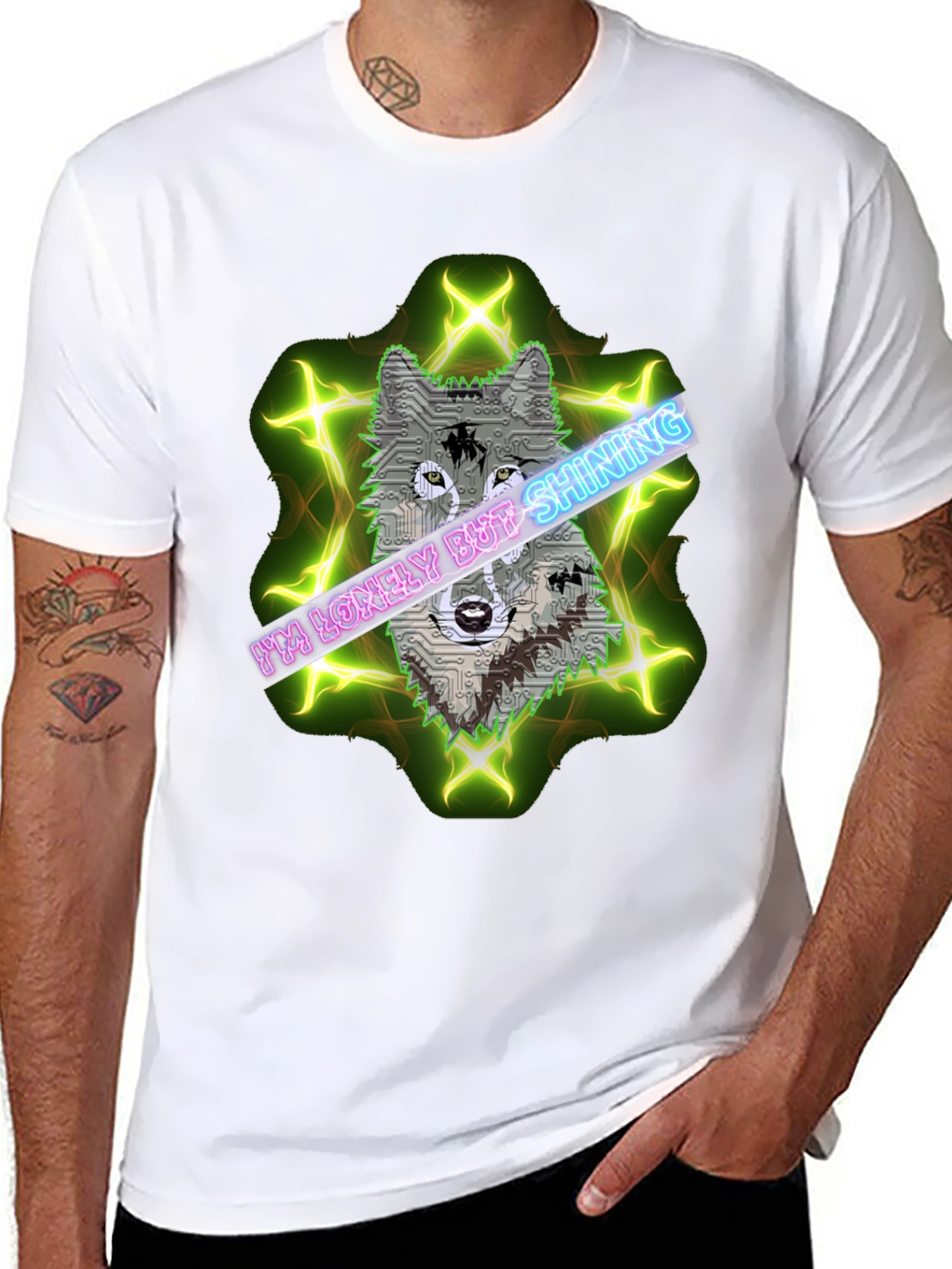 Lonely Shining Wolf Graphic Tee