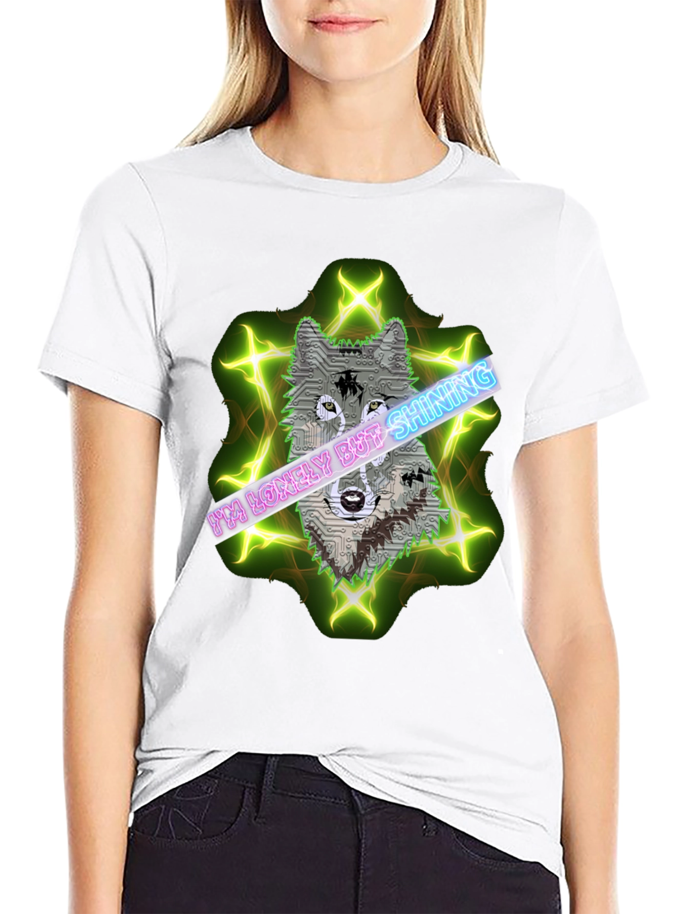 Lonely Shining Wolf Graphic Tee