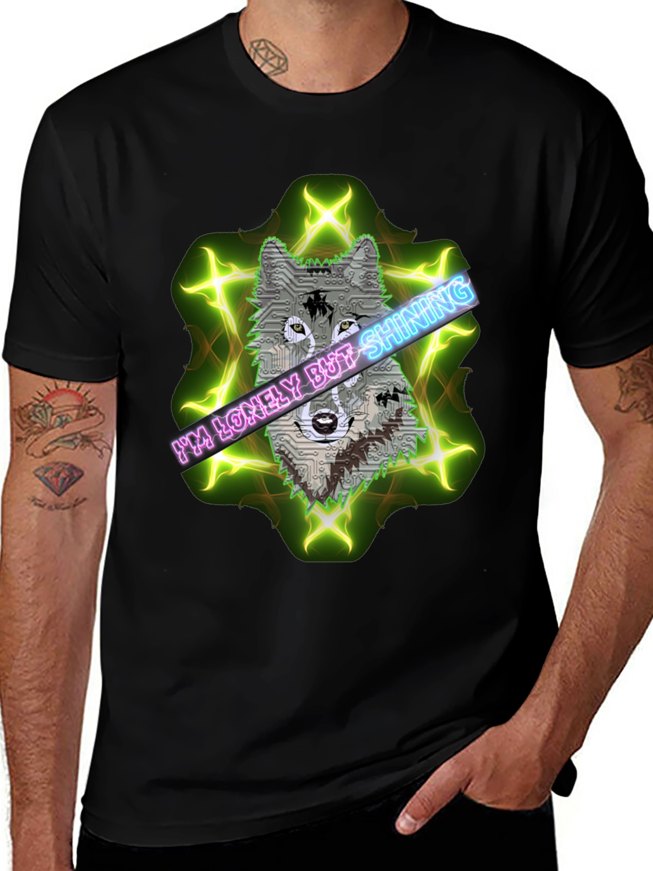 Lonely Shining Wolf Graphic Tee