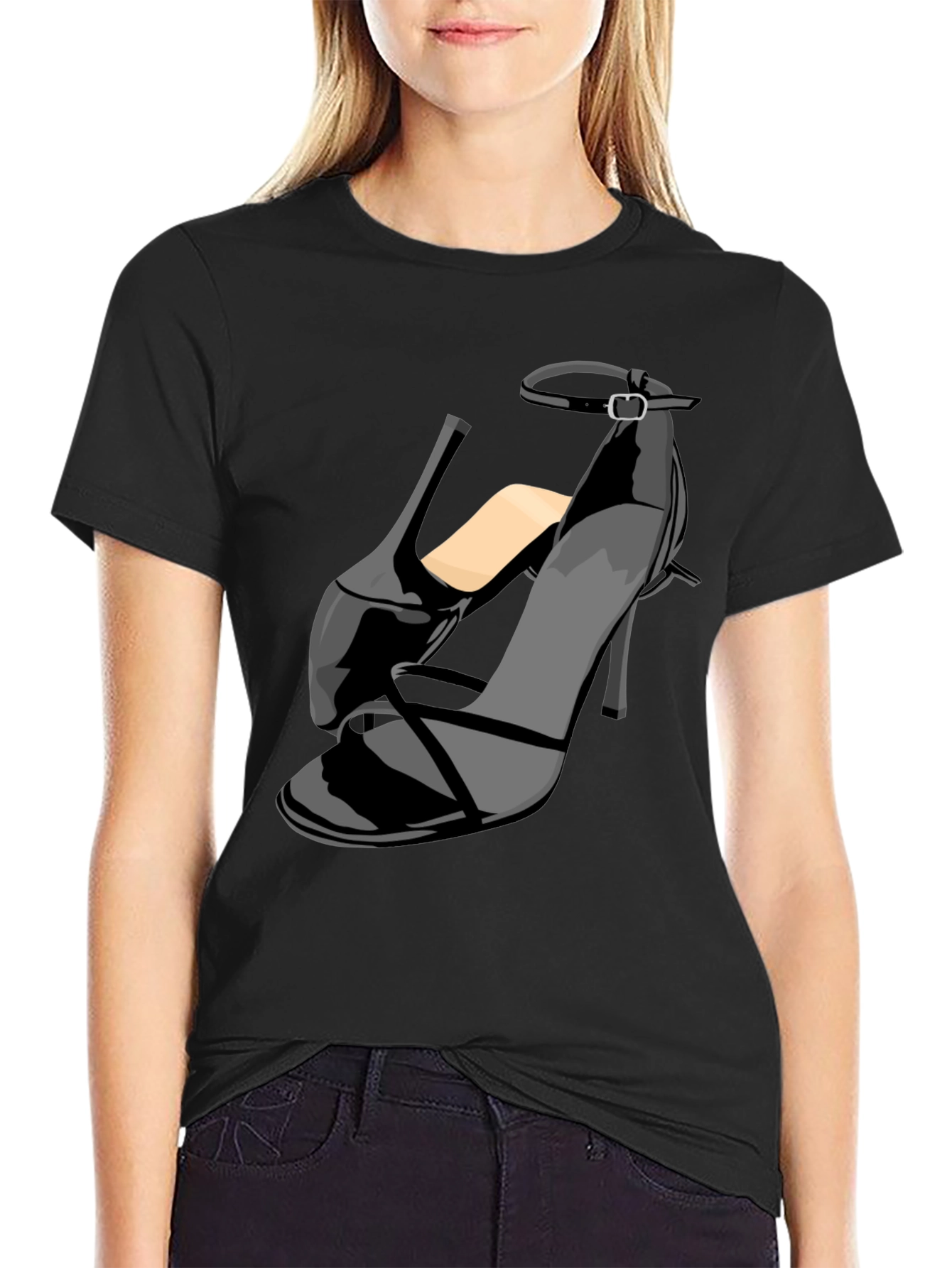 Black Stiletto Heel Graphic T-Shirt