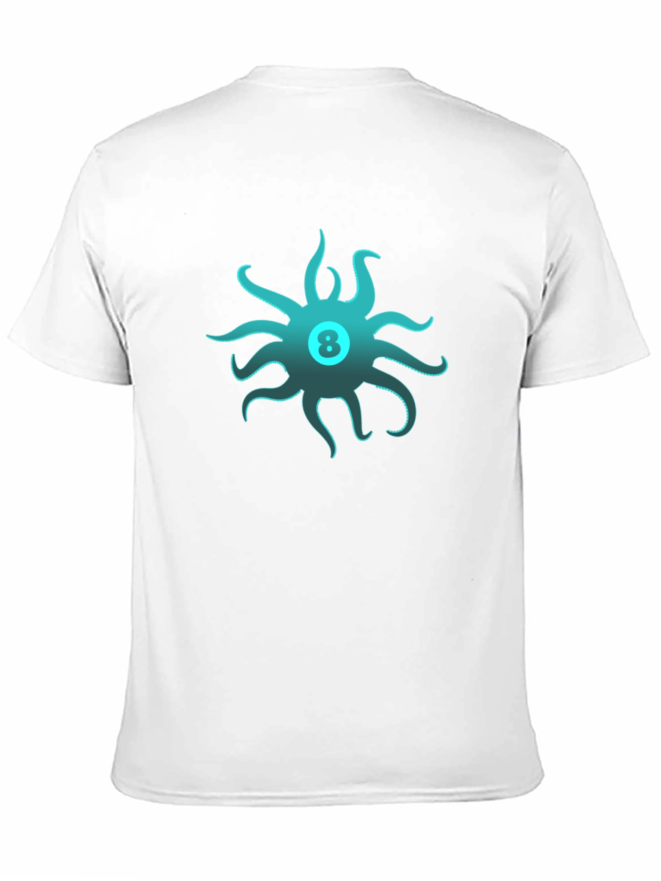 Mens Black T-Shirt with Octopus Eight Ball Design