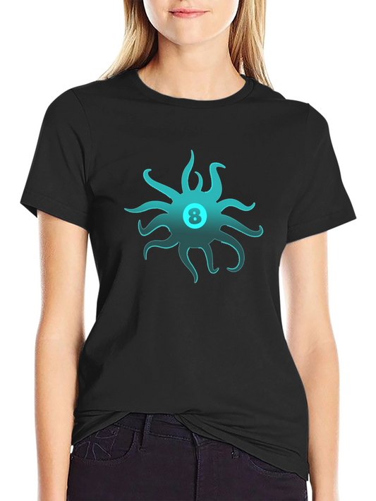 Mens Black T-Shirt with Octopus Eight Ball Design