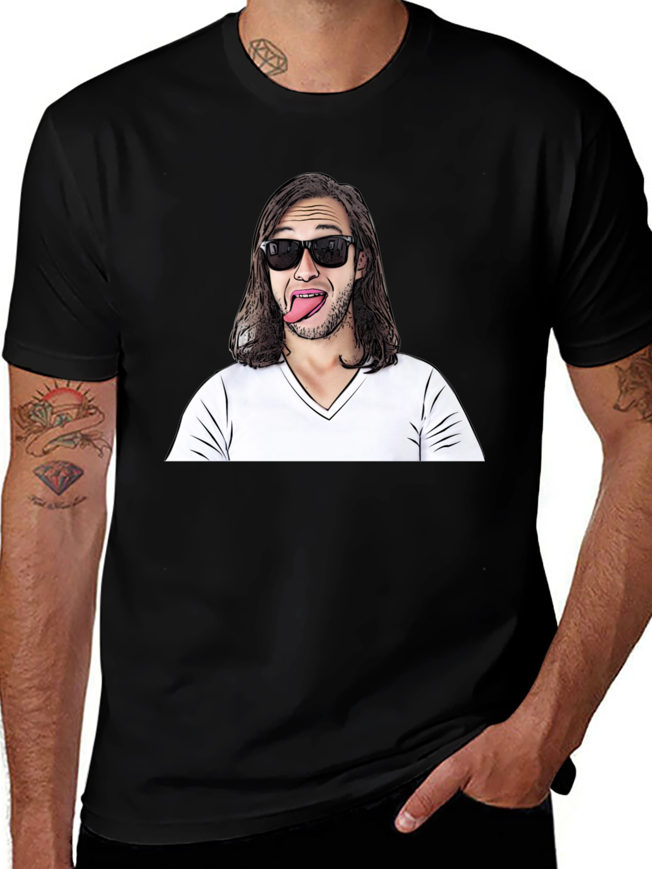 Funny Man Graphic Tee - Black Cotton Blend