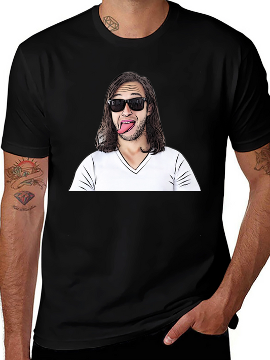 Funny Man Graphic Tee - Black Cotton Blend
