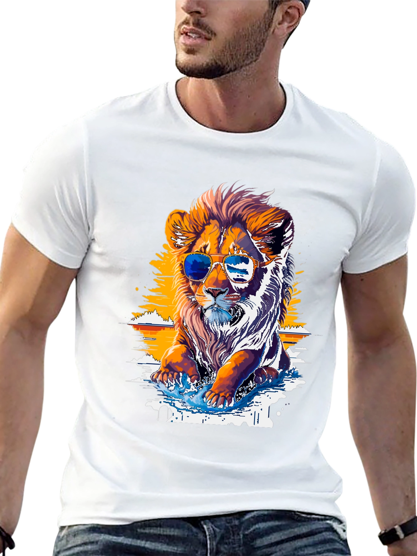 Cool Lion Graphic Tee - Black