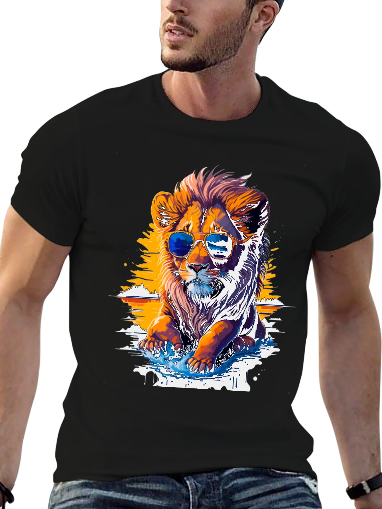 Cool Lion Graphic Tee - Black