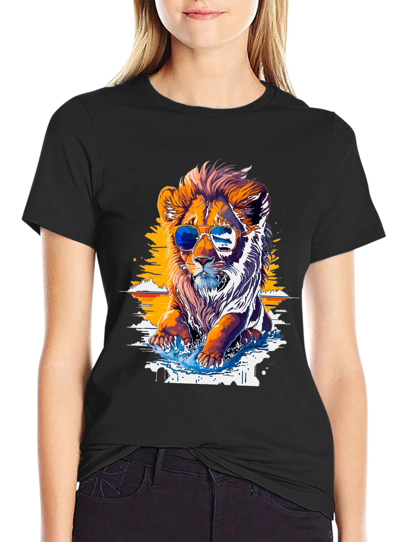 Cool Lion Graphic Tee - Black