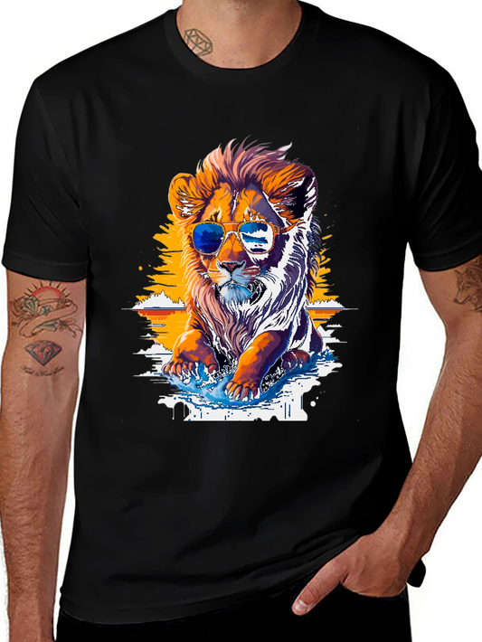 Cool Lion Graphic Tee - Black