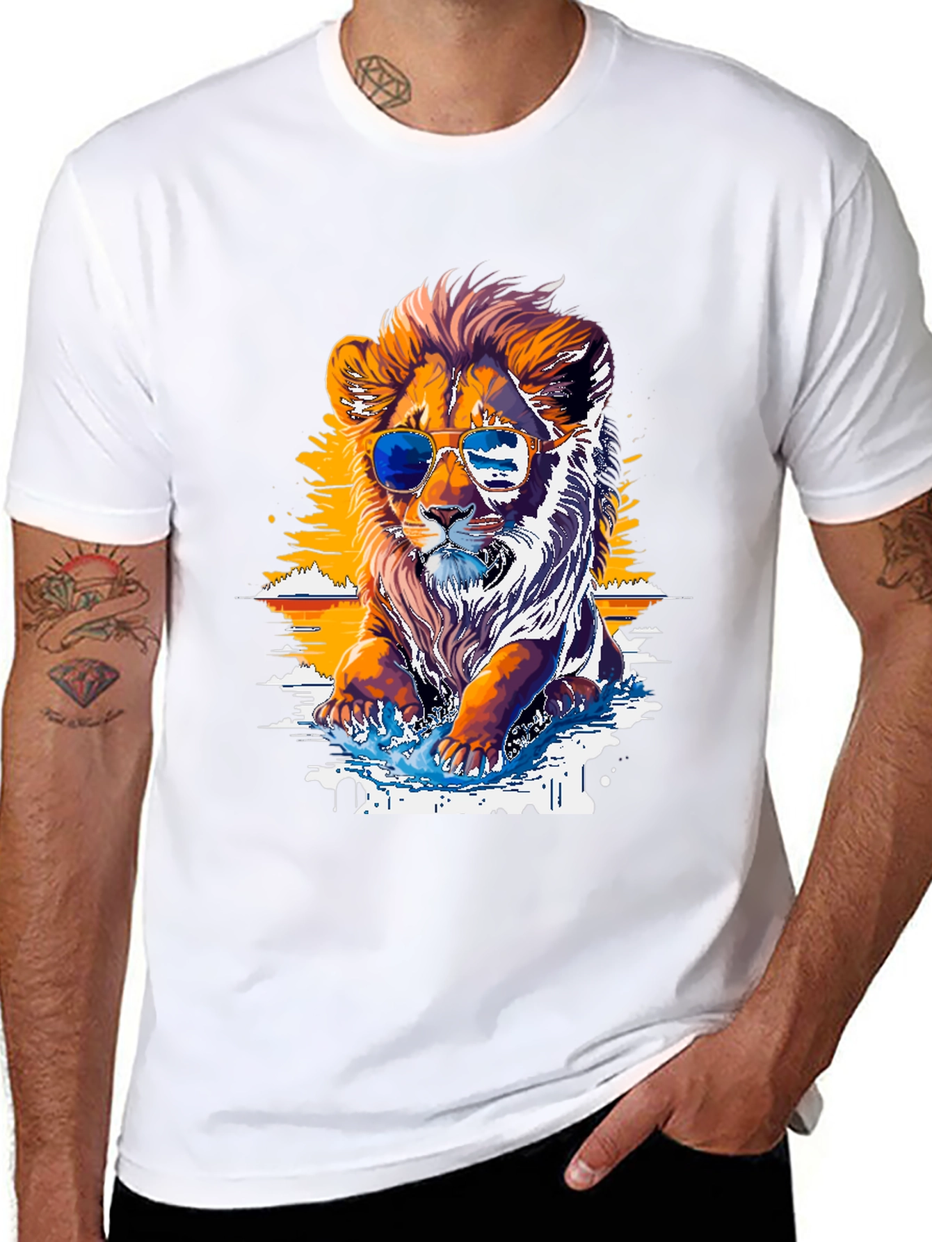Cool Lion Graphic Tee - Black