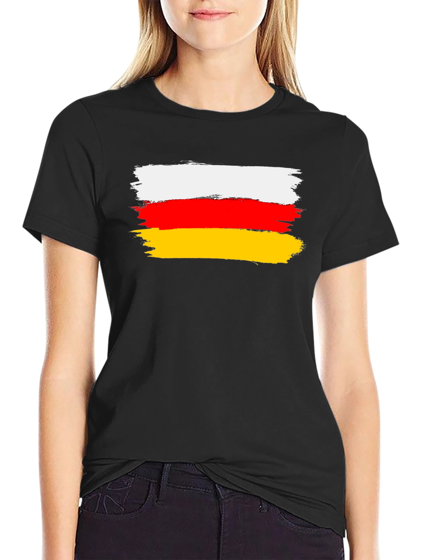 German Flag Brushstroke Black T-Shirt