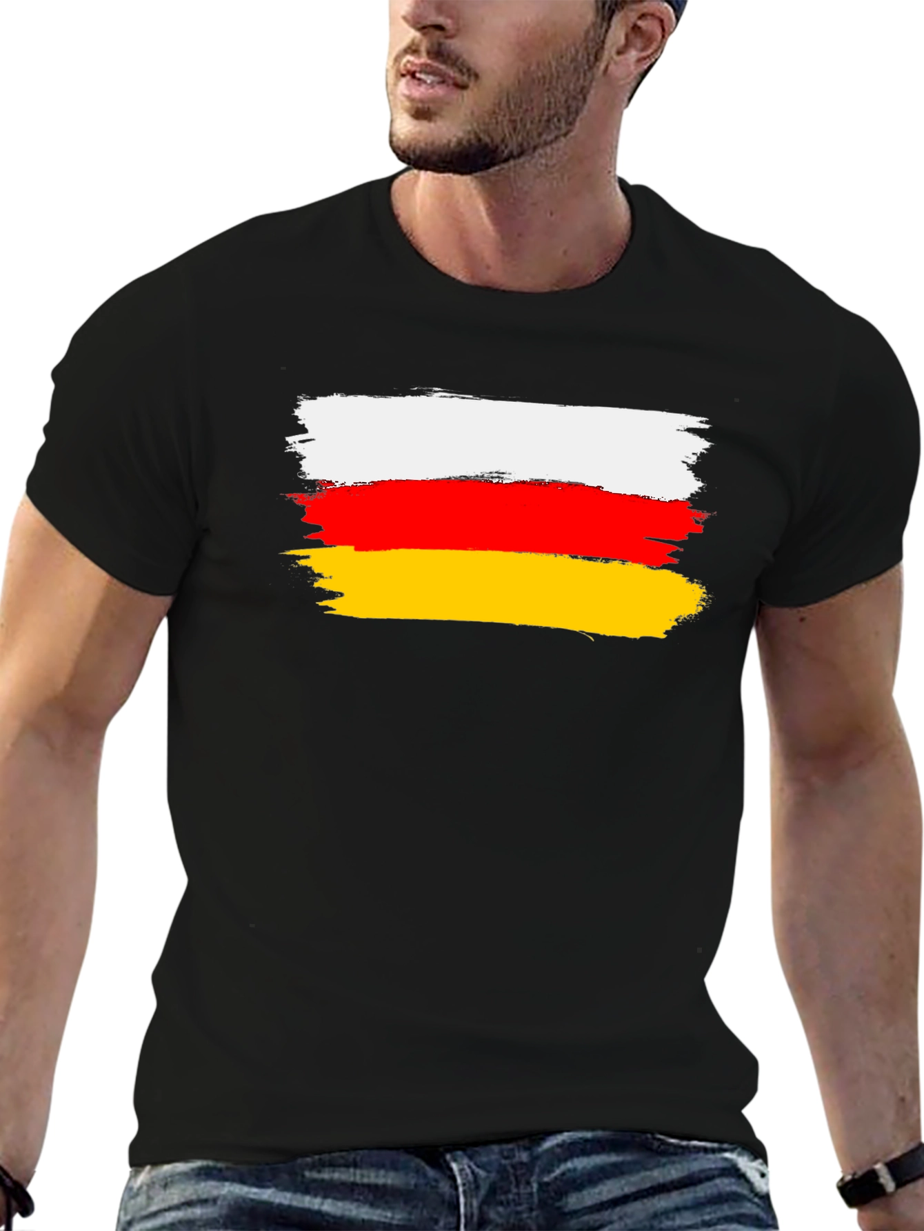 German Flag Brushstroke Black T-Shirt